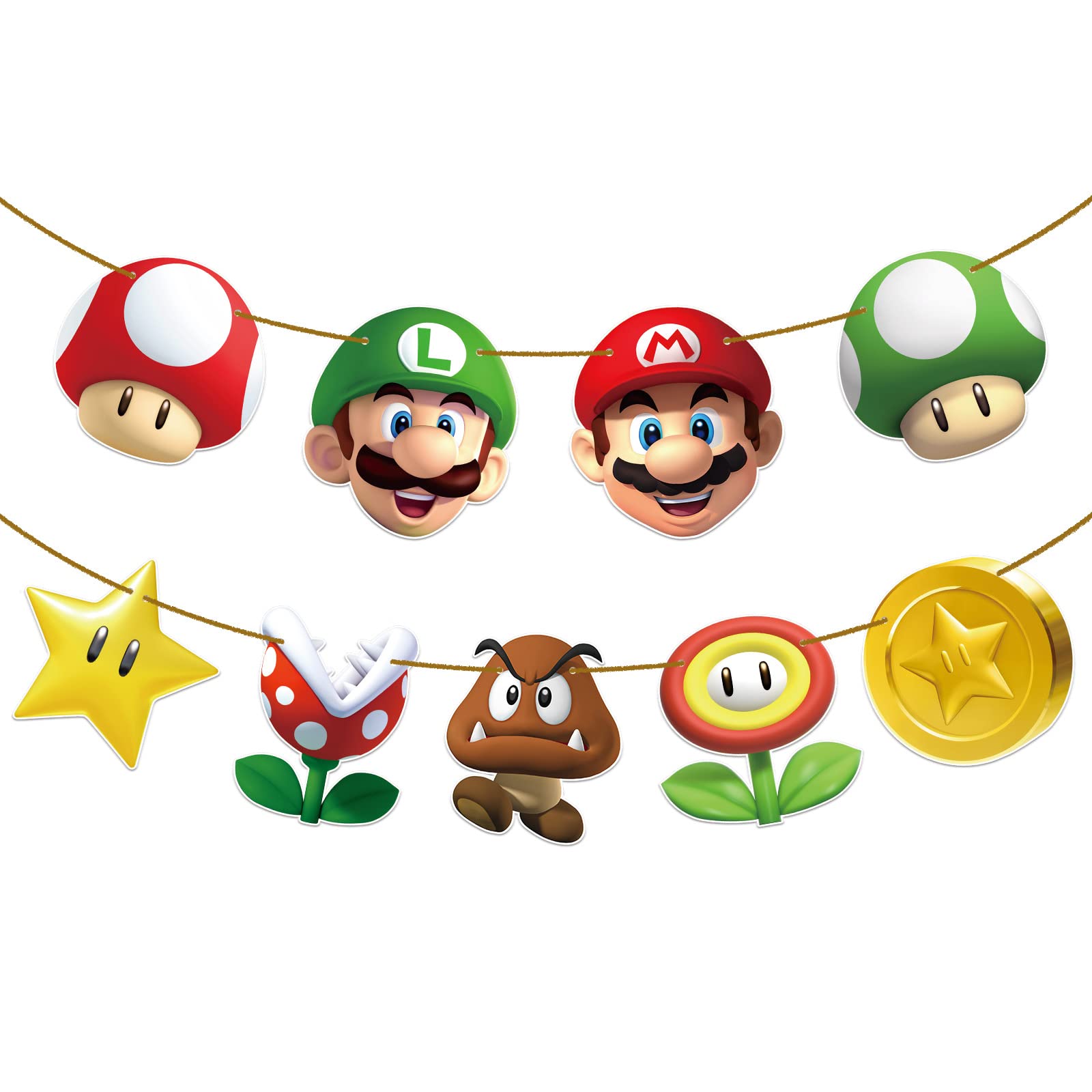Super Mario Bros Party Hanging Banner Decorations - 9Pcs Video Game Themed Birthday Party Supplies for Room Decor & Party Favors | Perfect for Gaming Birthday Parties, Themed Events & Home Decor