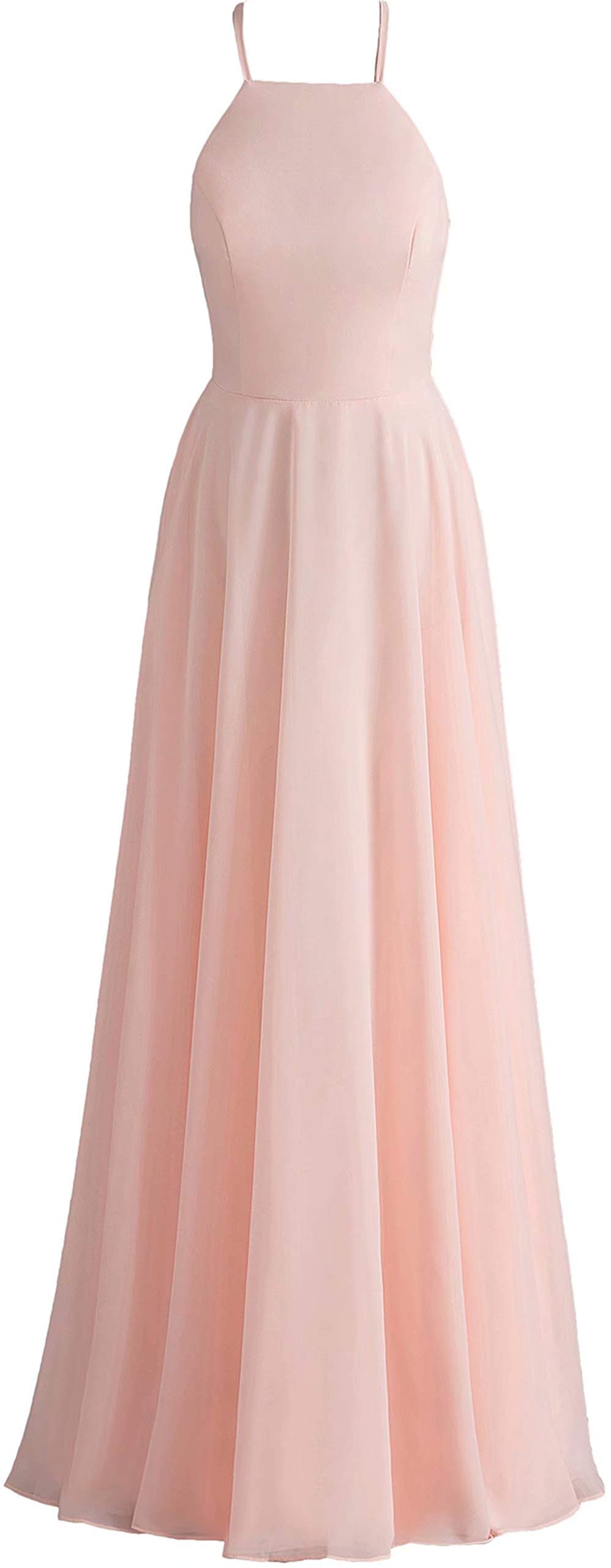 Elegant Women's Spaghetti Strap Bridesmaid Dresses - Long Chiffon Halter Wedding Guest Gowns for Formal Parties & Special Occasions | Perfect for Weddings, Proms & Evening Events