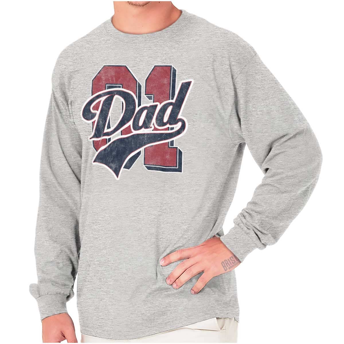 Brisco Brands No.1 Dad World's Greatest Men's Long Sleeve T-Shirt - Perfect Father's Day Gift for Dad, Birthday Present & Casual Wear