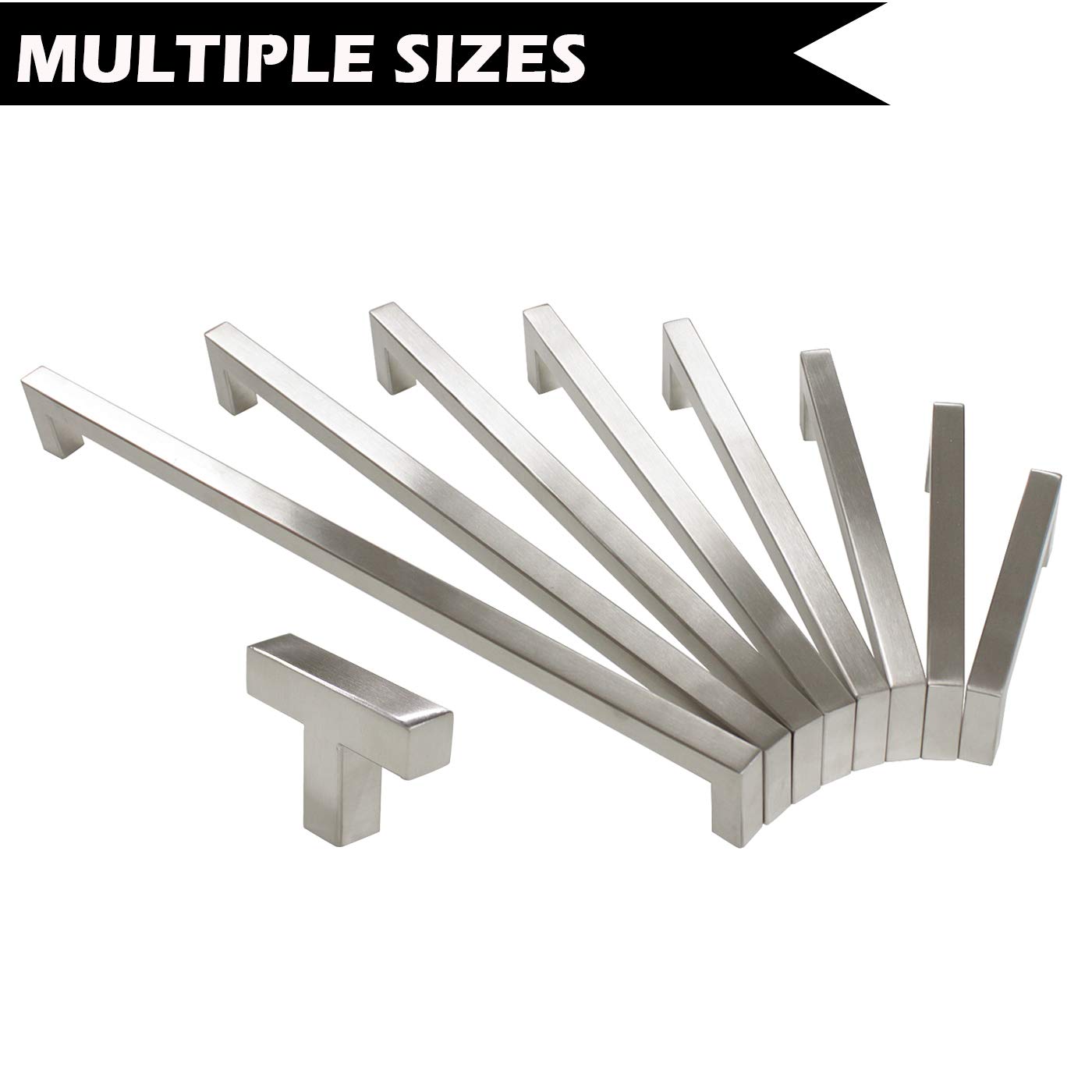 Gobrico 10 Pack 6.3 Inch (160mm) Square Cabinet Handles and Knobs - Brushed Nickel Drawer Pulls - Stainless Steel Furniture Hardware for Bathroom, Bedroom, Kitchen & Office Cabinets