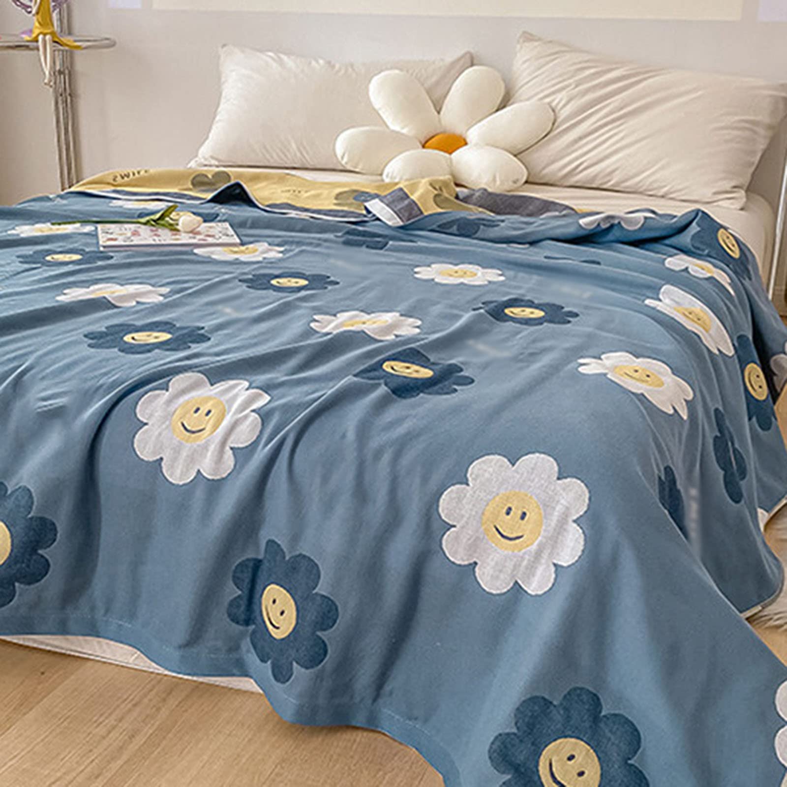 Lightweight Cooling Blanket for Hot Sleepers - 100% Cotton Summer Throw Blanket, Ultra Soft & Breathable for Night Sweat Relief - Perfect for Bedroom, Sofa & Travel Use