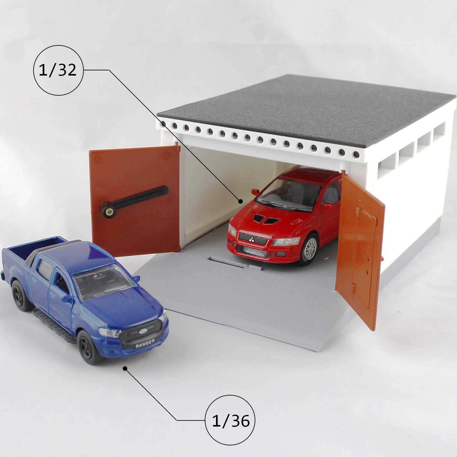 1/32 1/36 1/43 Scale Russian Parking Garage Building Model with Open Doors - Collectible Diecast Car Display for Diorama & Train Layouts