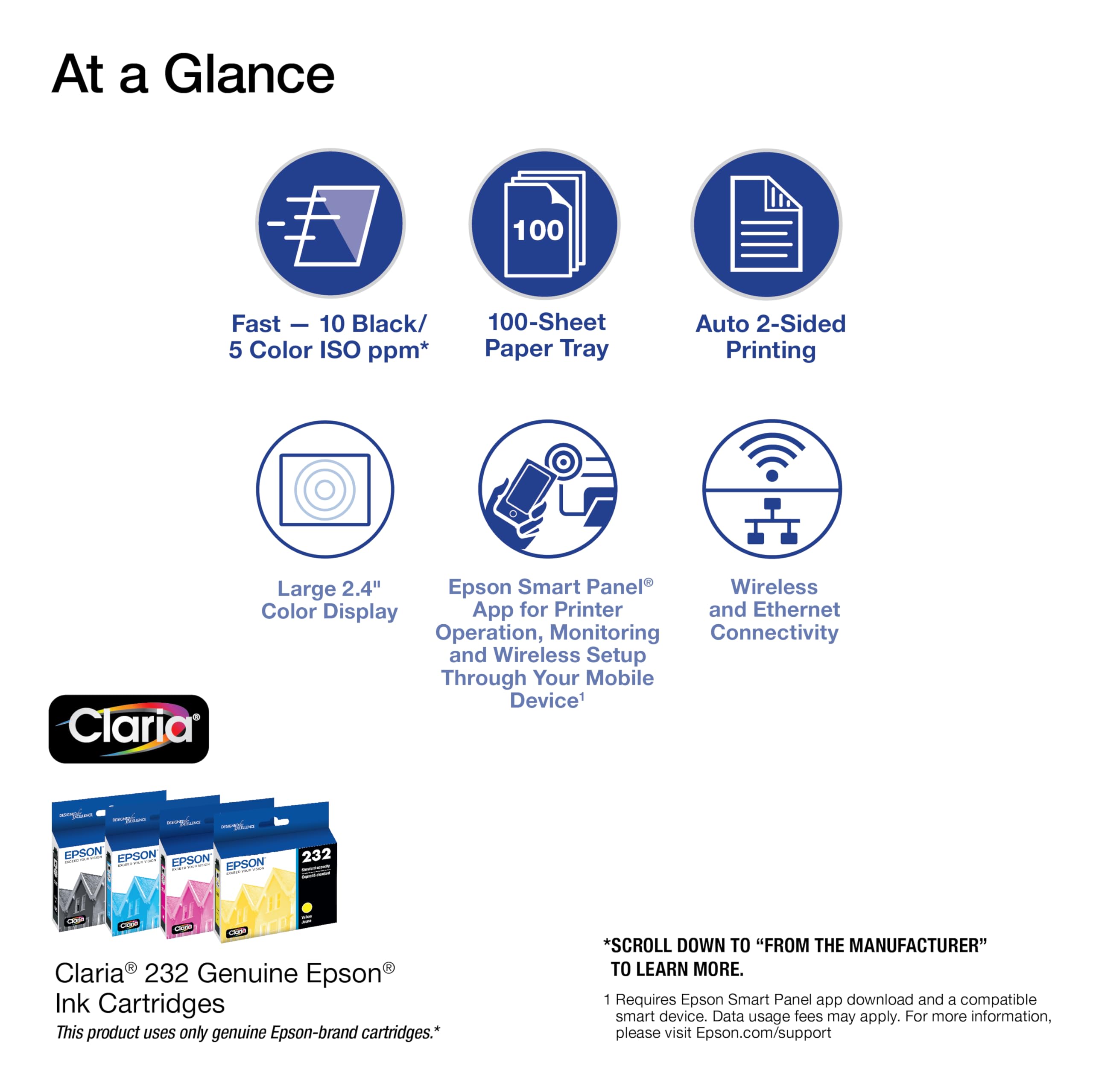 Epson Expression Home XP-4205 Wireless Color All-in-One Printer - Scan, Copy, Fax, Auto Duplex Printing & Borderless Photo Printing | 2.4