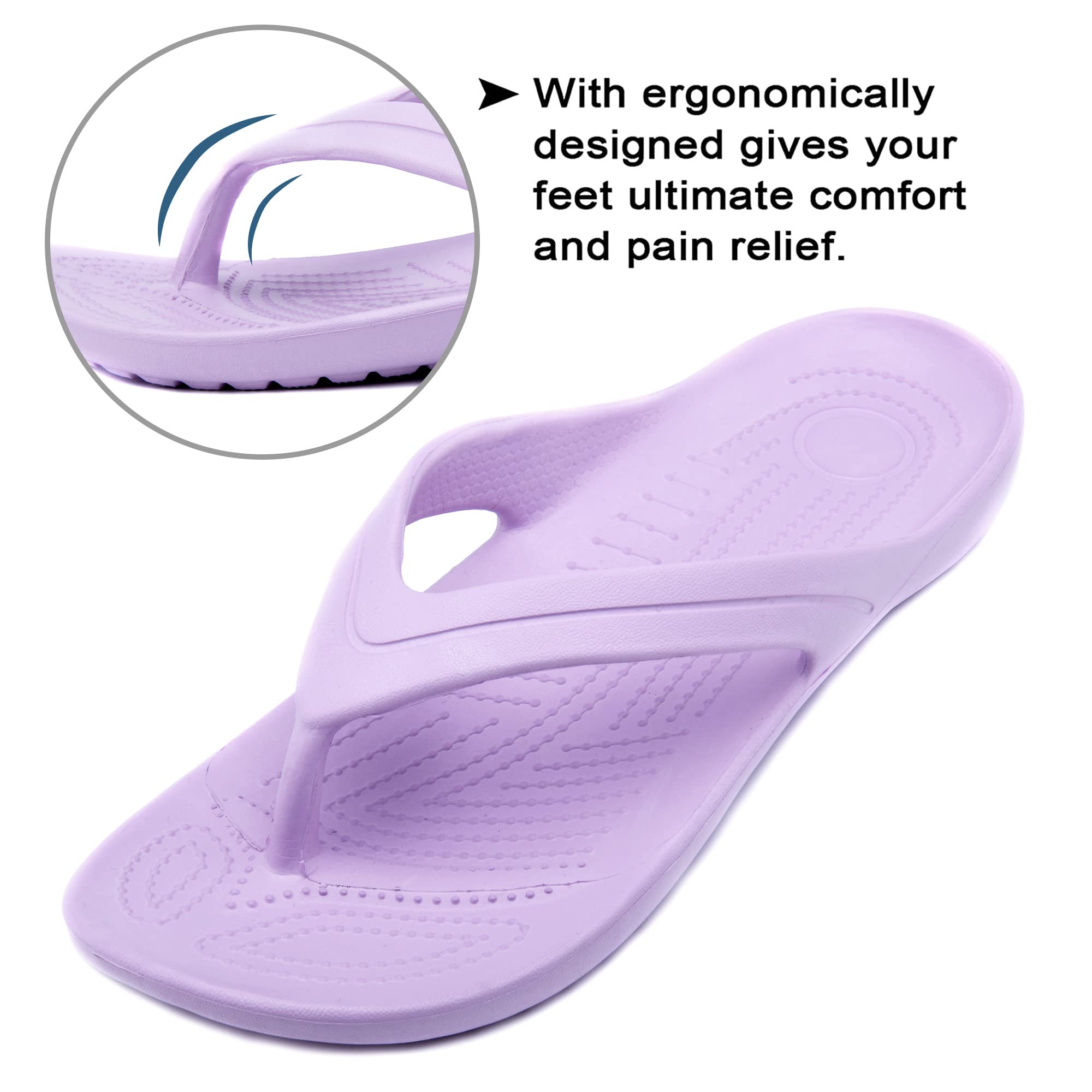 Temi Women's Flip Flops - Soft Lightweight Sandals with Anti-Slip Sole | Casual Slippers for Shower, Beach, Pool & Bathroom | Comfortable Flat Slides for Everyday Wear