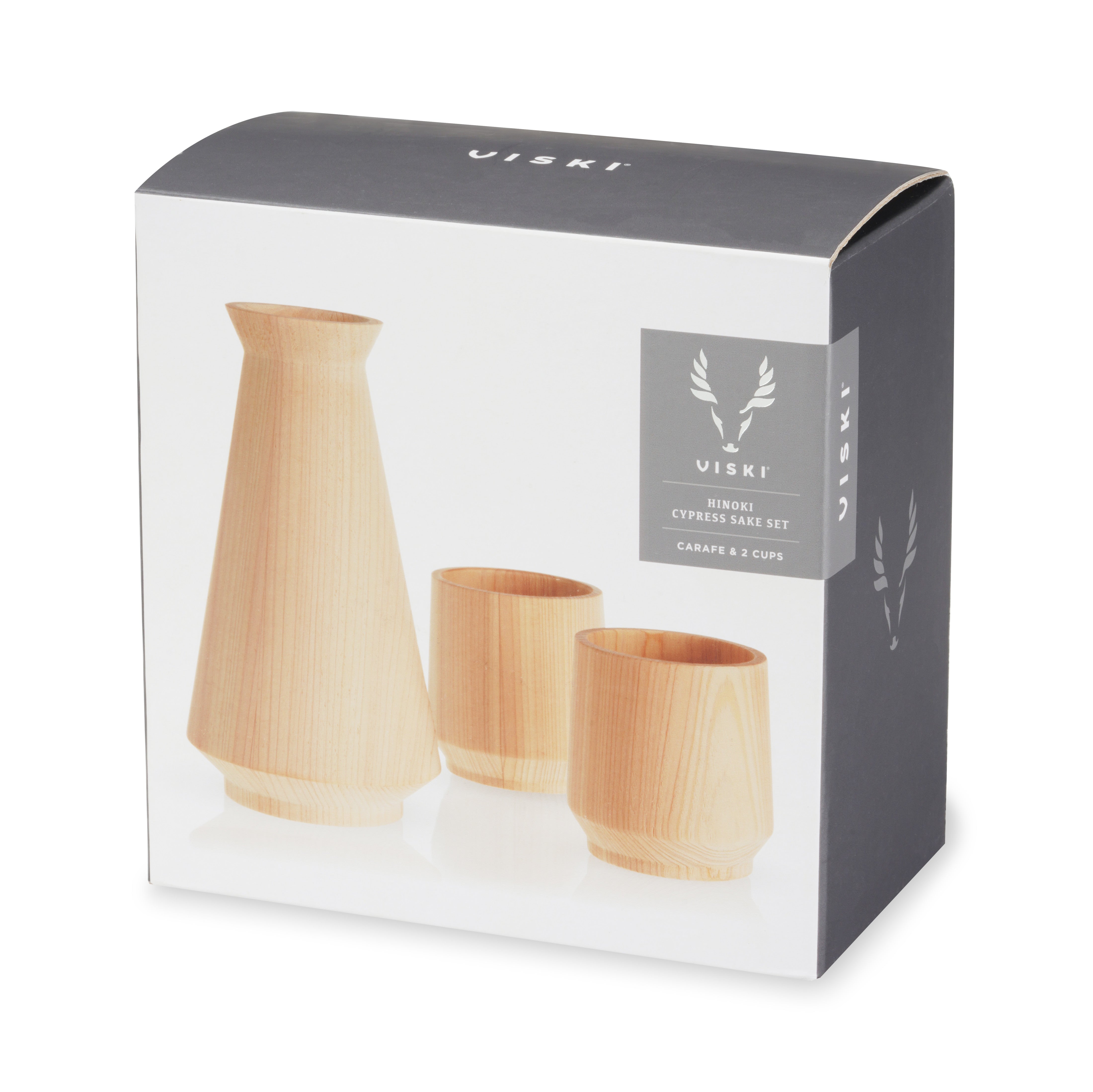 Premium Japanese Hinoki Cypress Wood Sake Set - Traditional Handcrafted Sake Cups & Carafe - Perfect for Japanese Dining, Gift Giving & Home Bar Decor