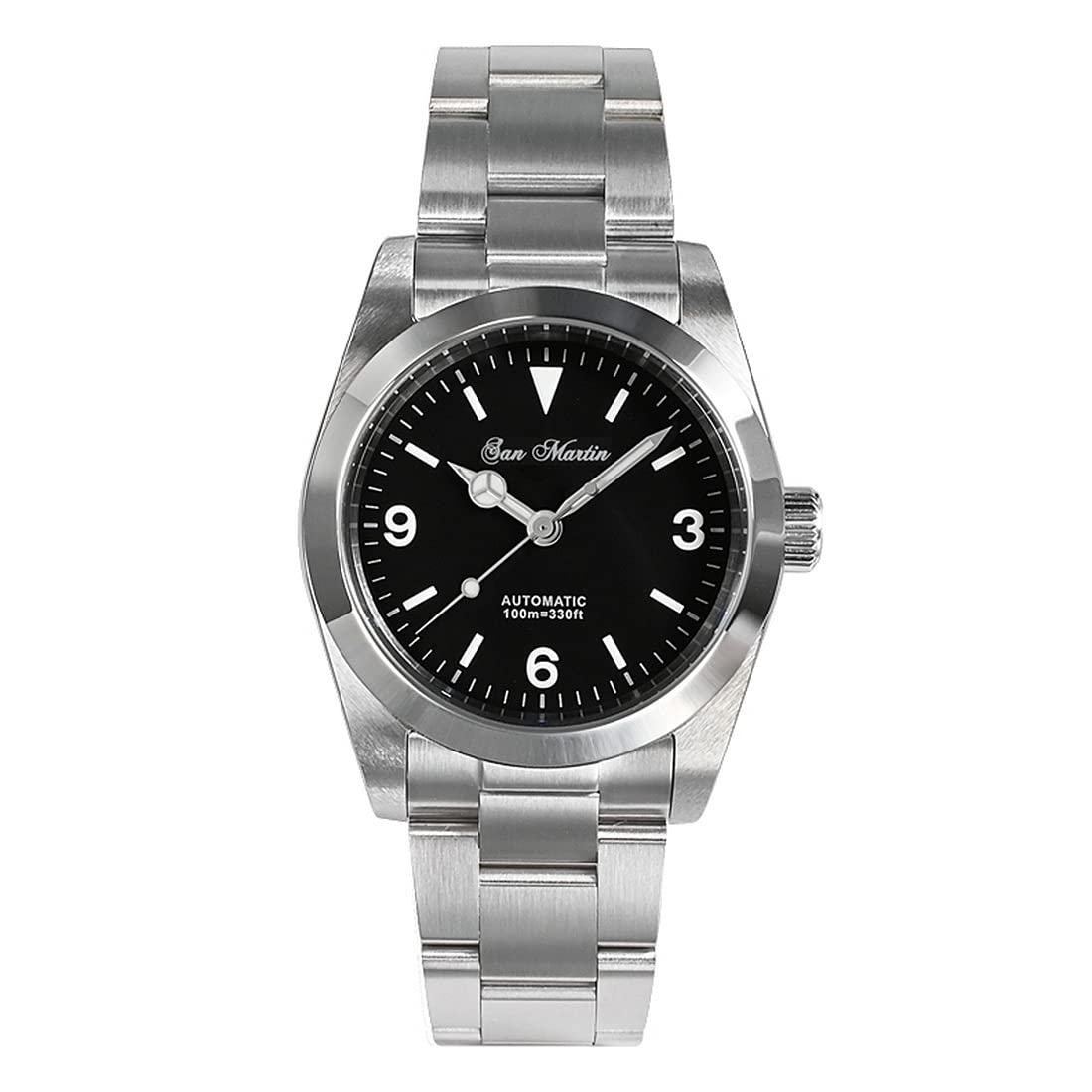 San Martin Men's Automatic Watch - Luxury Vintage Mechanical Wristwatch 36mm with Sapphire Crystal, 10Bar Water Resistant, BGW-9 Luminous, Steel Strap PT5000 Movement | Perfect for Business, Formal Events & Everyday Wear