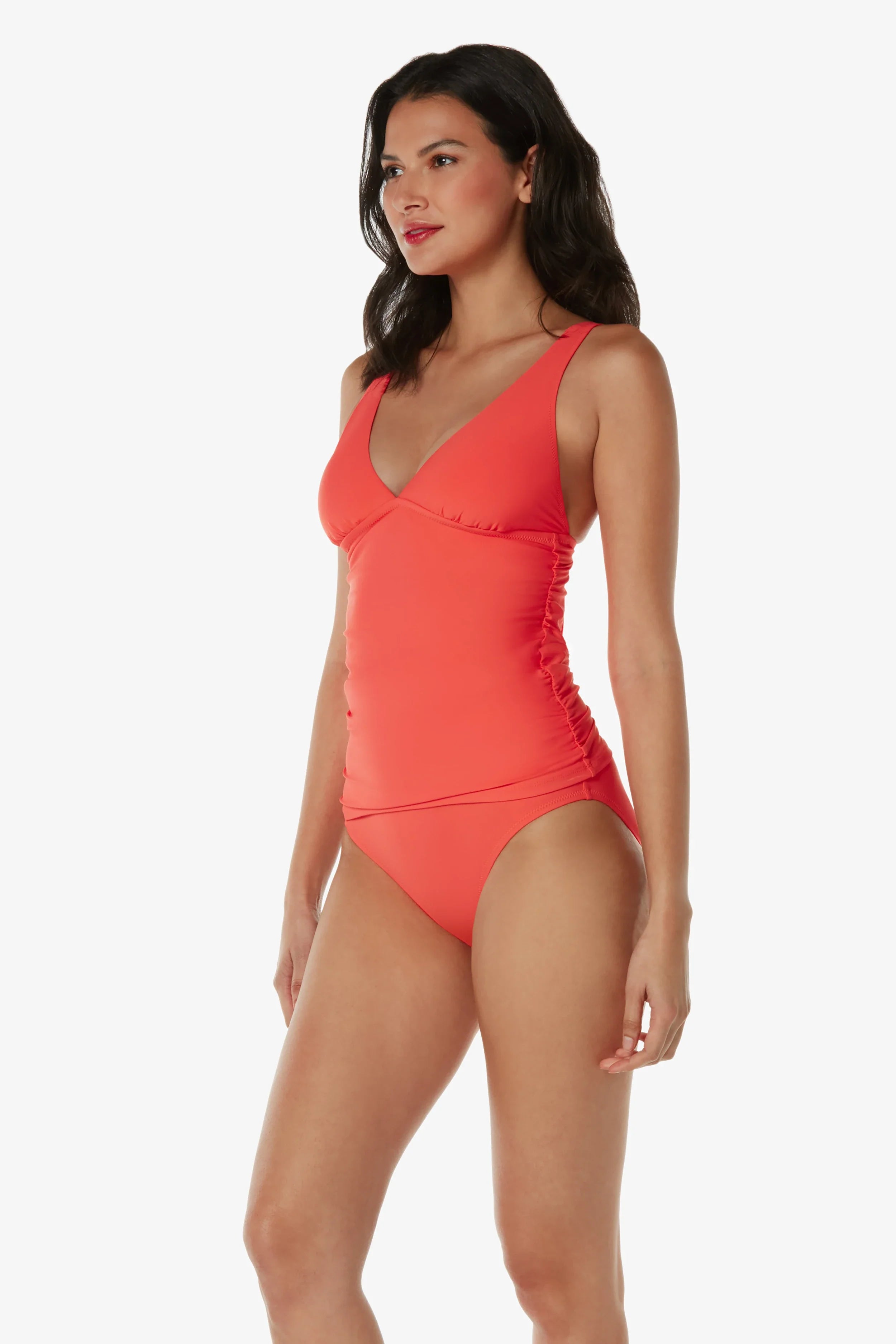 Women's Convertible Tankini Swimsuit Top with Adjustable Straps - Coral Color | Beachwear, Poolside, Vacation, Summer Swimwear