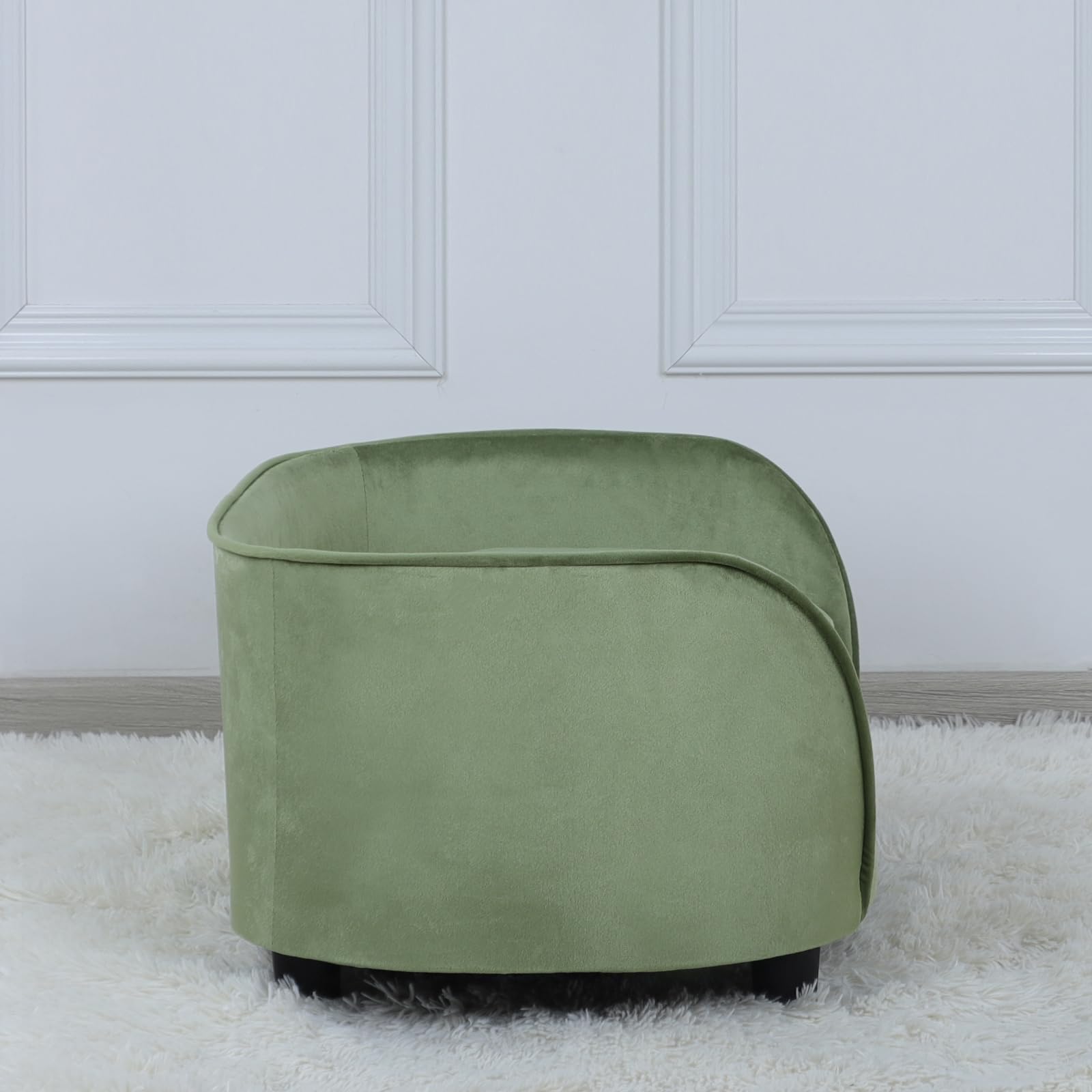 Premium Pet Sofa Bed for Small Dogs & Cats - Wooden Frame Velvet Washable Cushion - Cozy Dog Couch & Cat Bed for Living Room, Bedroom & Office (Green)