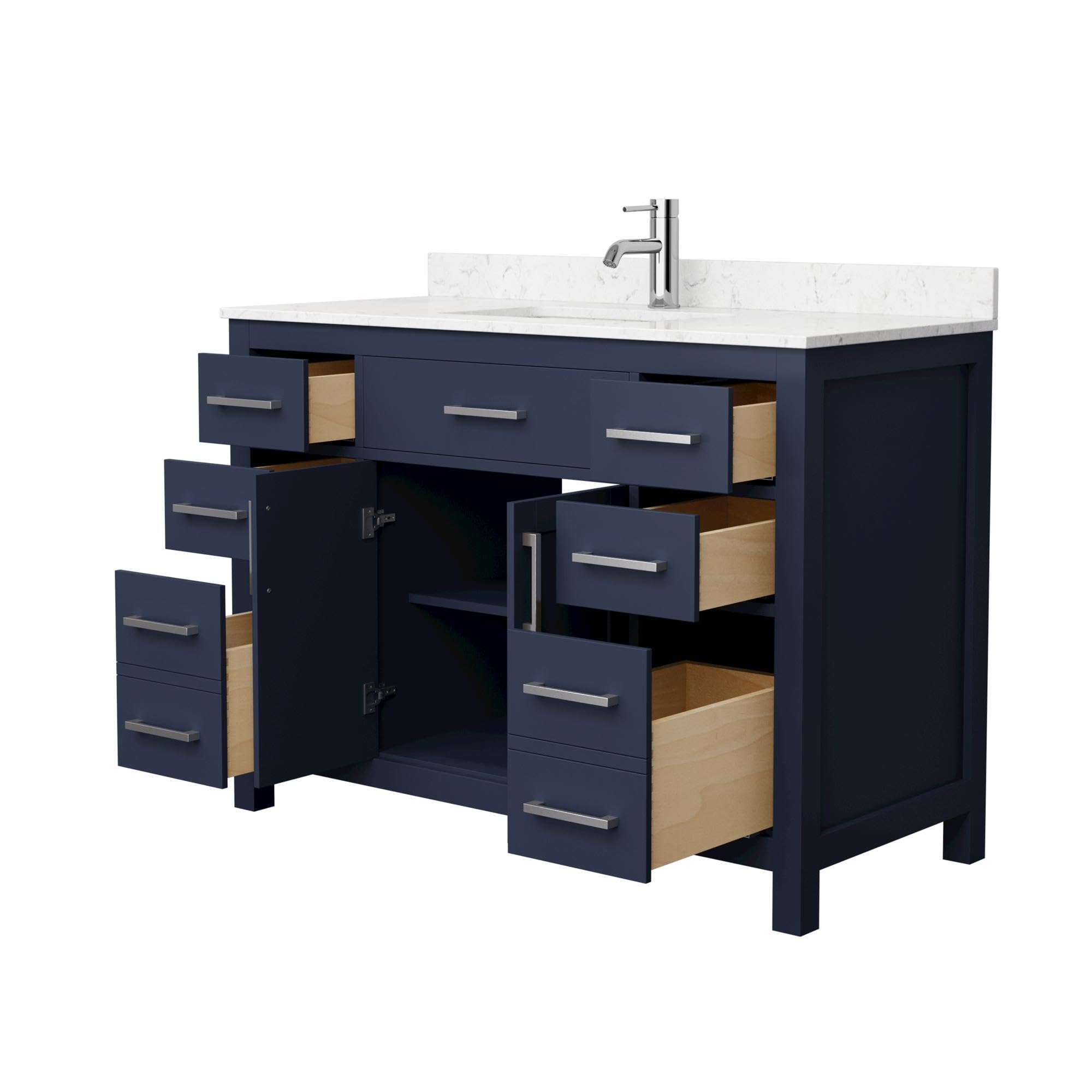 Wyndham Collection WCG242448SBNCCUNSMXX Beckett Vanity Set - Dark Blue Bathroom Vanity with Mirror & Sink for Modern Home Decor | Perfect for Master Bath, Guest Bath & Small Space Remodeling