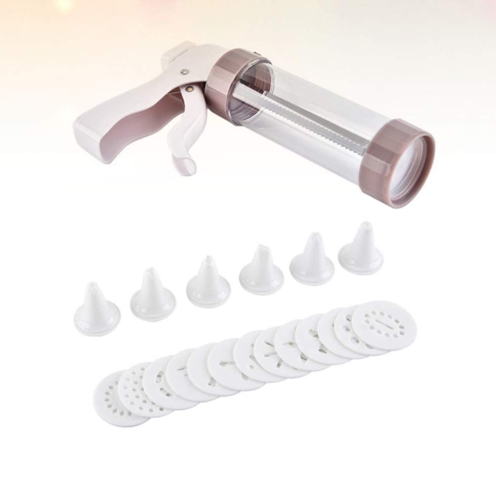 Hemoton 12-Piece Cookie Press Kit with 8 Stainless Steel Piping Tips - Professional Cookie Maker & Dessert Decorator Set for Baking, Cake Decorating, Cupcakes - Perfect for Home Bakers & Professional Kitchens (White)