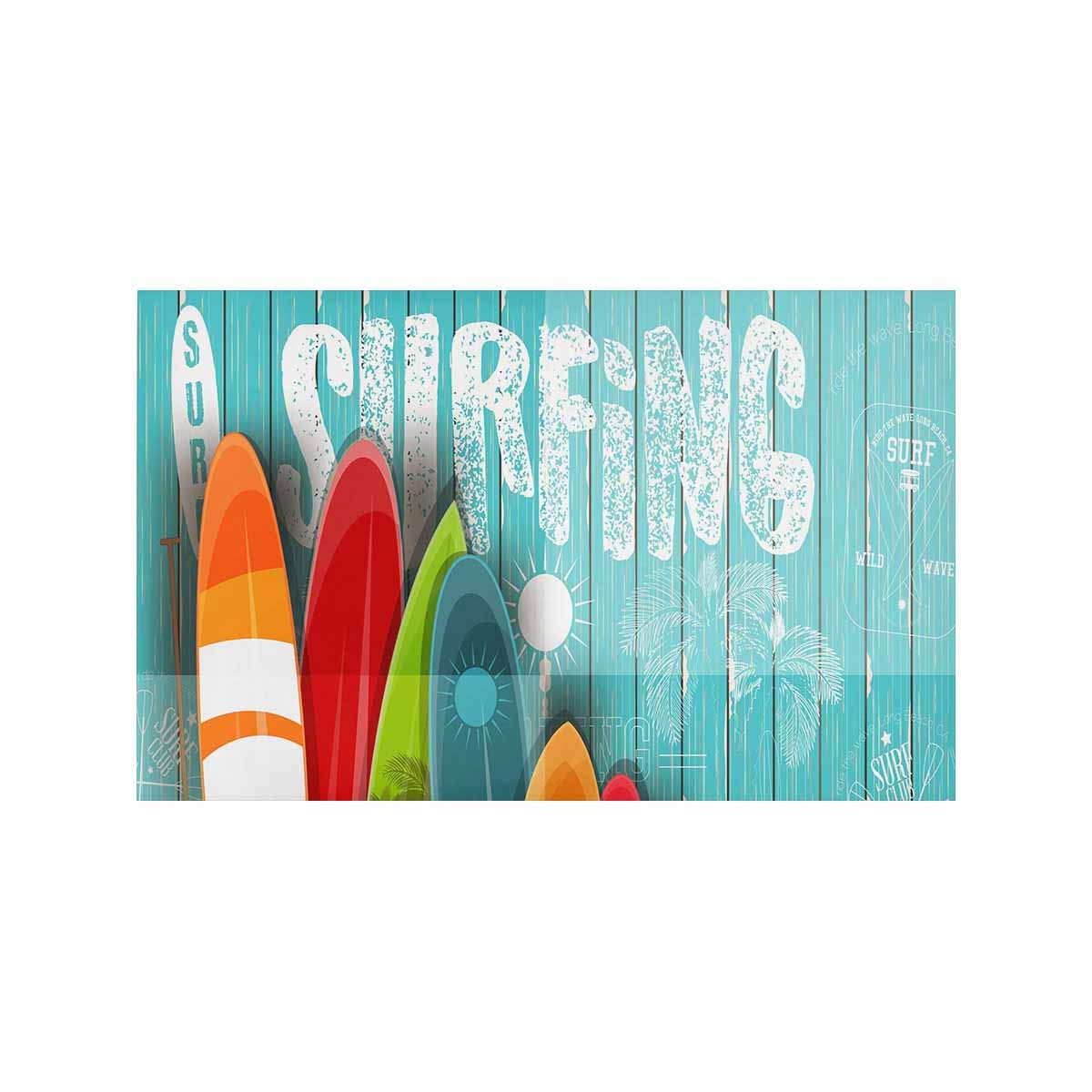 Vintage Surfing Surfboard Non-Slip Bath Mat - Soft Absorbent Bathroom Rug for Shower, Living Room & Laundry Room - Perfect for Beach House Decor and Coastal Style Homes
