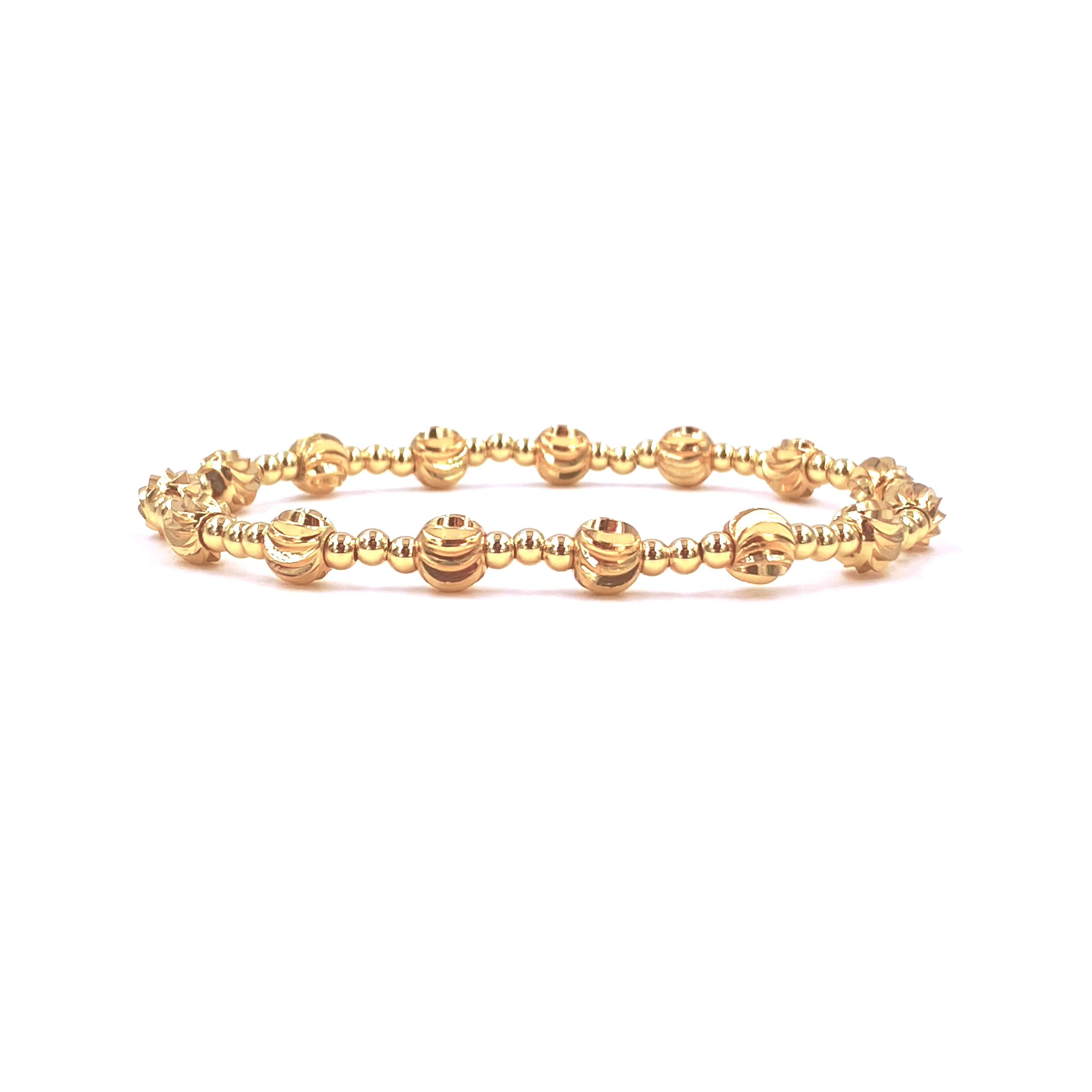 Ashley Gold Stainless Steel Twist Beaded Stretch Bracelet - Elegant Gold Plated Beaded Jewelry for Women, Perfect for Parties, Weddings & Everyday Wear