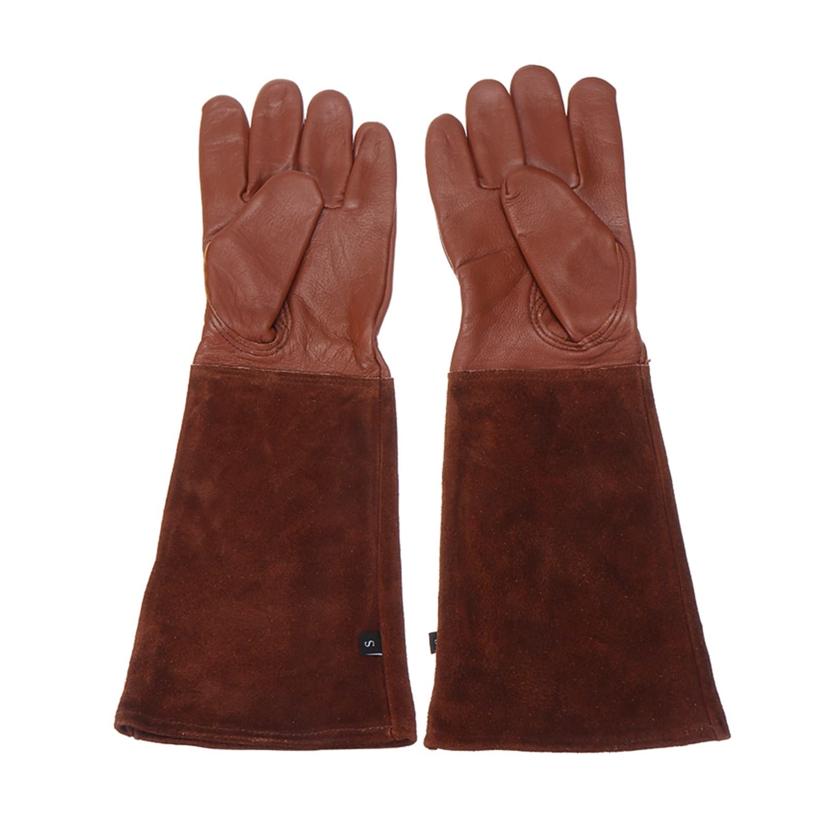 Thorn Proof Long Sleeve Gardening Gloves for Rose Pruning & Welding Work - Durable XL Brown Gauntlet Gloves for Outdoor Protection & Heavy Duty Tasks