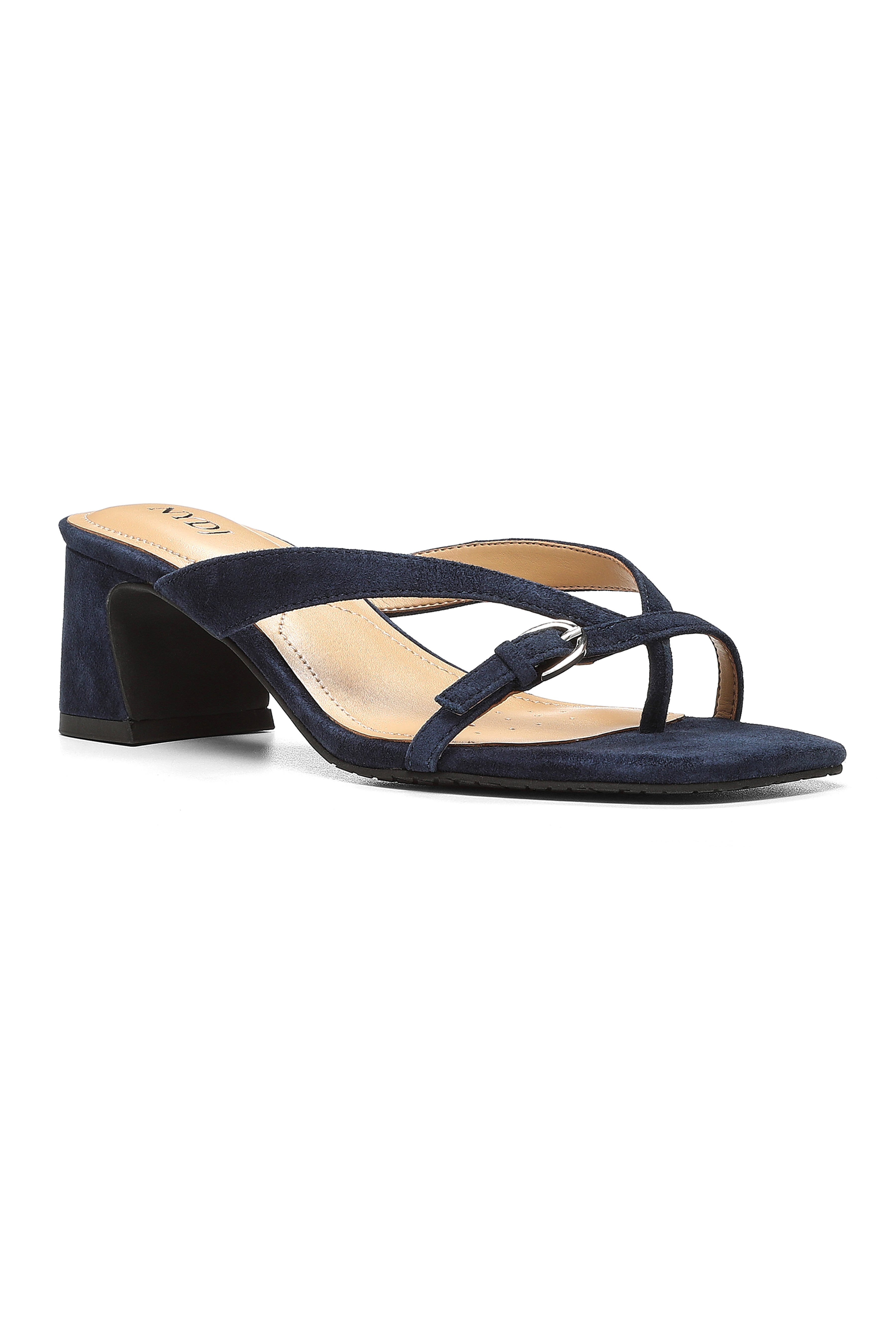 Glam Block Heel Sandals for Women - Navy Blue Chunky Heel Summer Dress Sandals - Perfect for Weddings, Parties & Beach Vacations