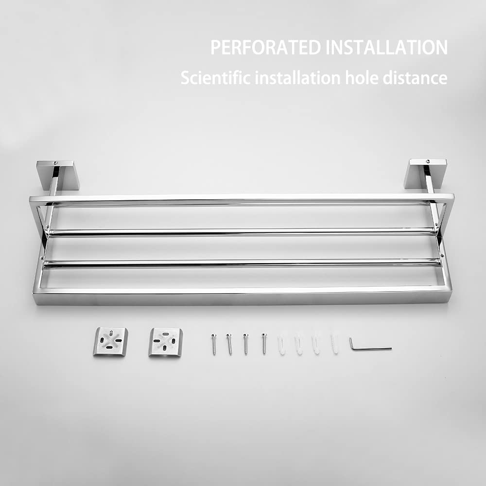 Chrome Stainless Steel Towel Bar Holder - Wall Mounted Bathroom & Kitchen Organizer with Toilet Paper Hook - Perfect for WC Accessories, Towel Rail, and Bathrobe Rack (Color Options Available) | Ideal for Modern Homes, Apartments, and Hotels