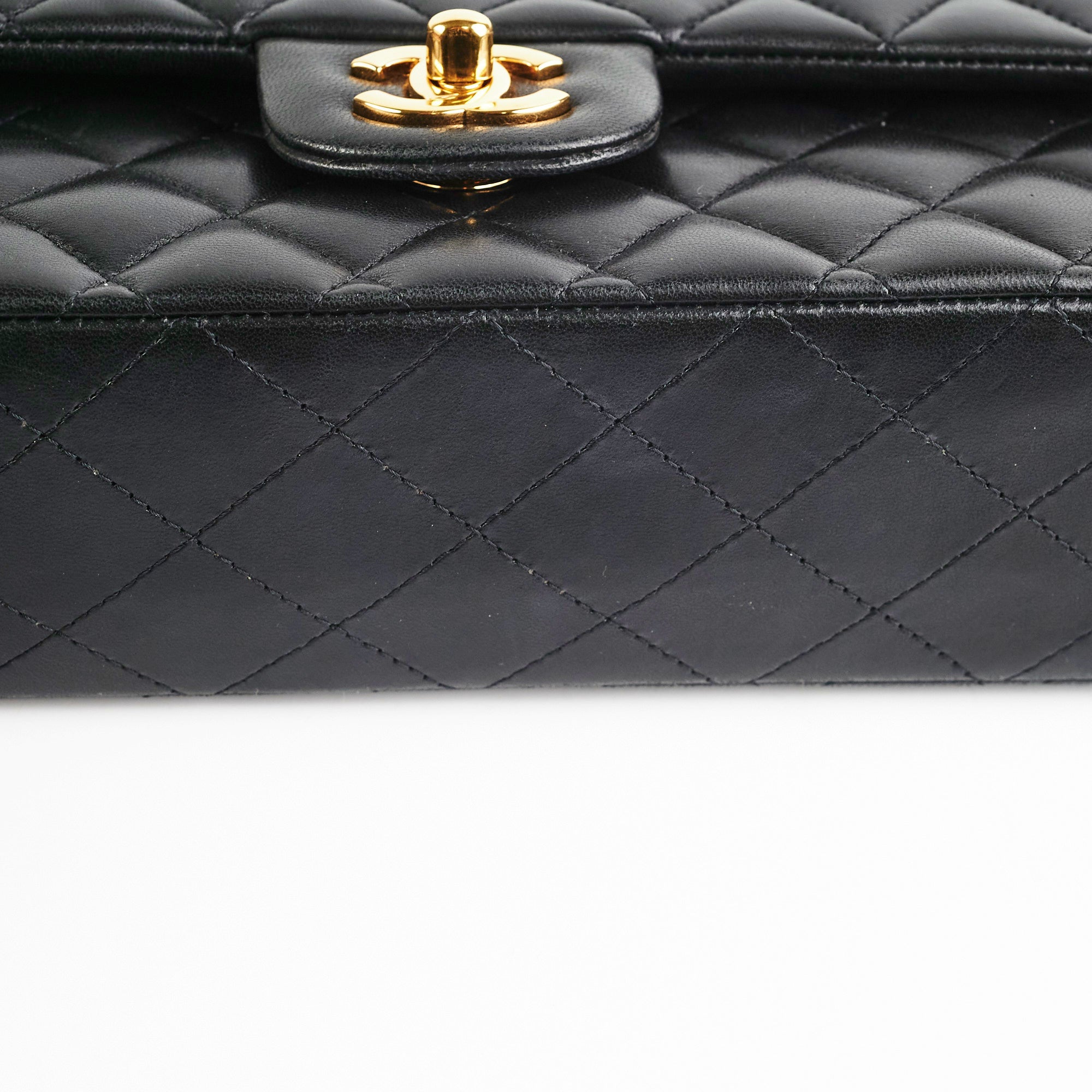 Chanel Medium/Large Classic Double Flap Lambskin Black Handbag - Luxury Designer Shoulder Bag for Women | Perfect for Work, Evening Events & Special Occasions