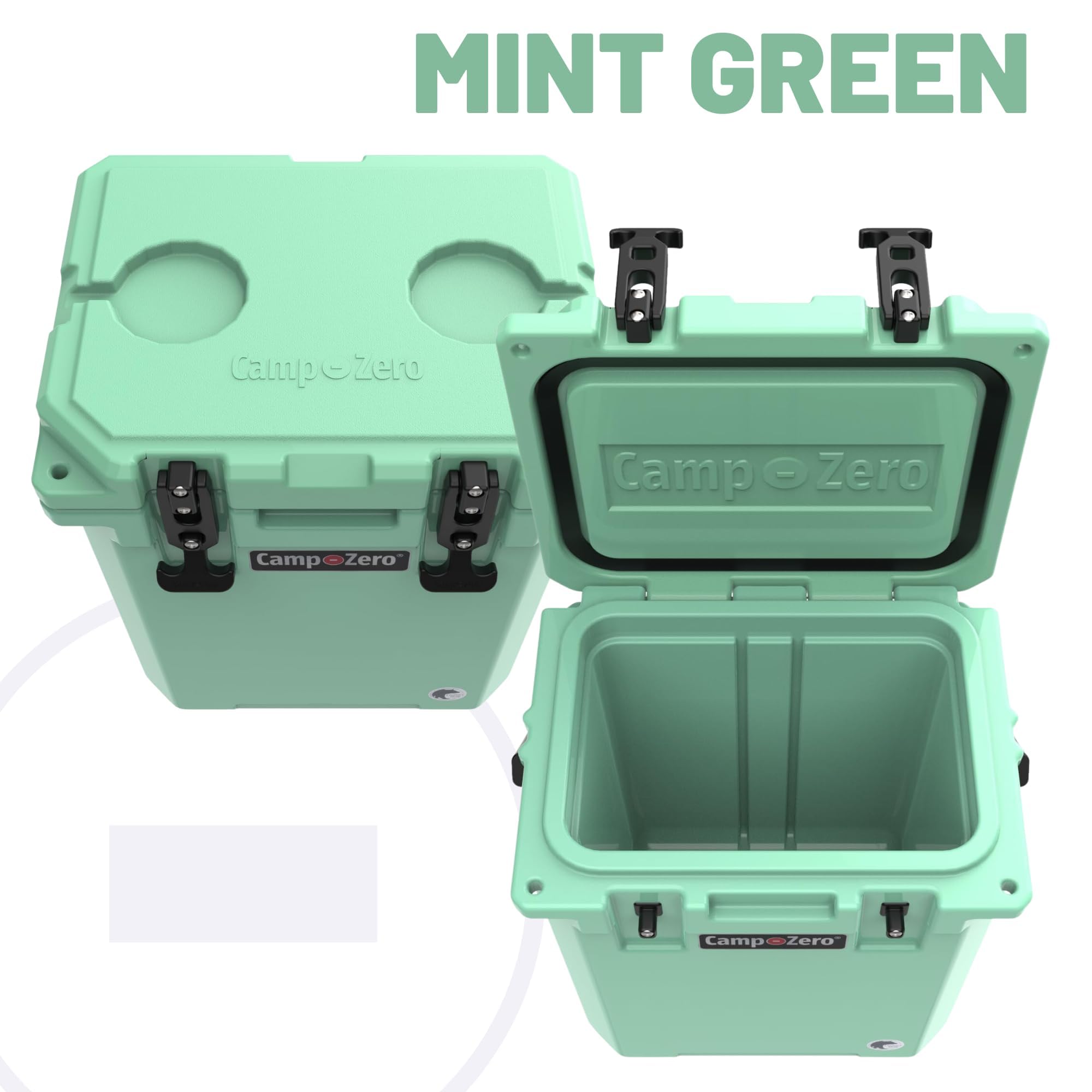 CAMP-ZERO 16L/16.9 Quart Portable Hard Cooler with Divider - Insulated Cooler for Drinks, Wine Bottles & Lunch - Perfect for Beach, Picnics, Boating, Camping & Travel - Features 2 Molded-in Cup Holders & Folding Aluminum Handle - Ideal for Outdoor Adventures, Tailgating & Road Trips