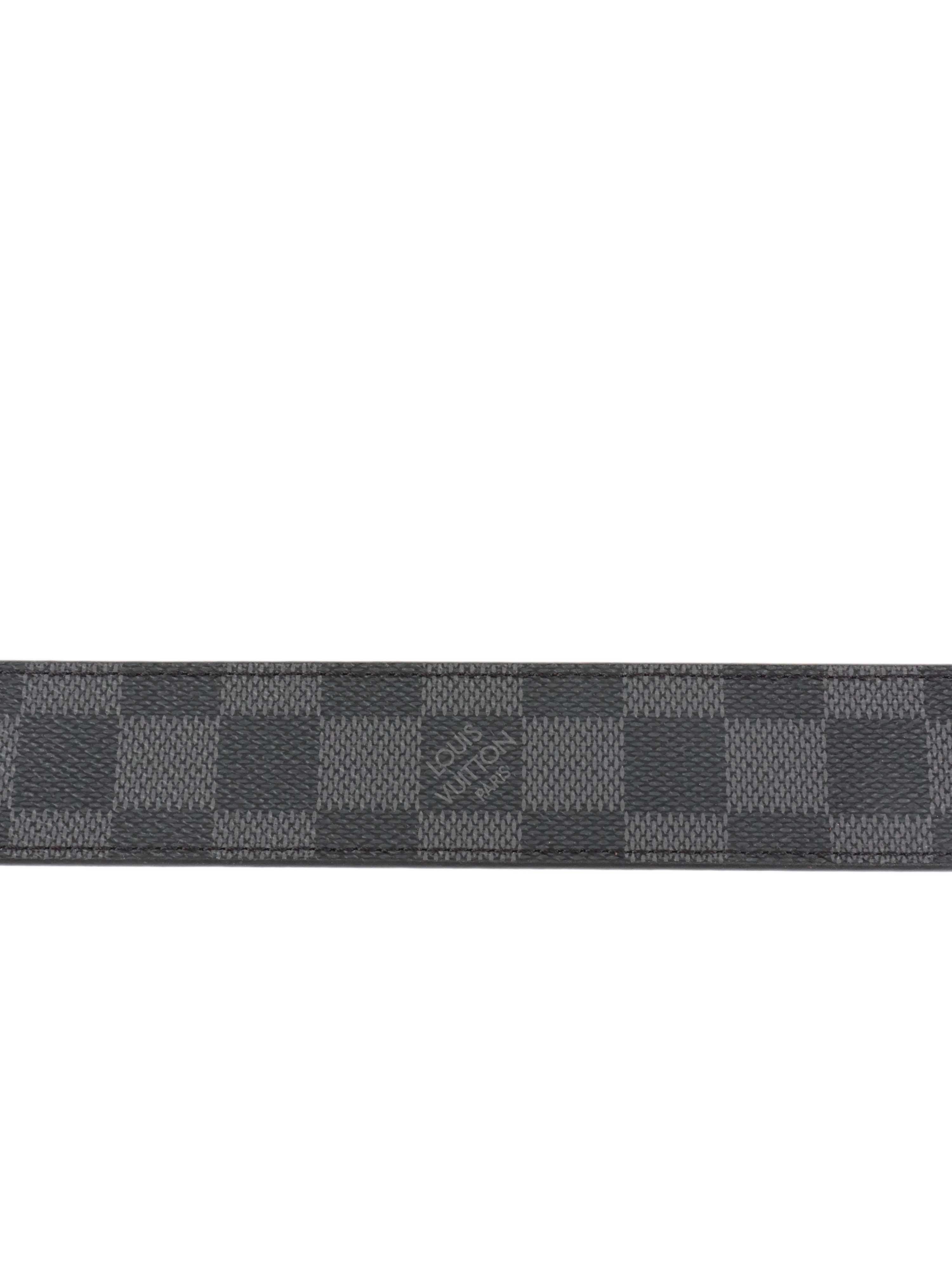 Louis Vuitton Damier Graphite Inventeur Belt for Men - Genuine Leather Dress Belt with LV Monogram - Perfect for Business, Formal & Casual Outfits