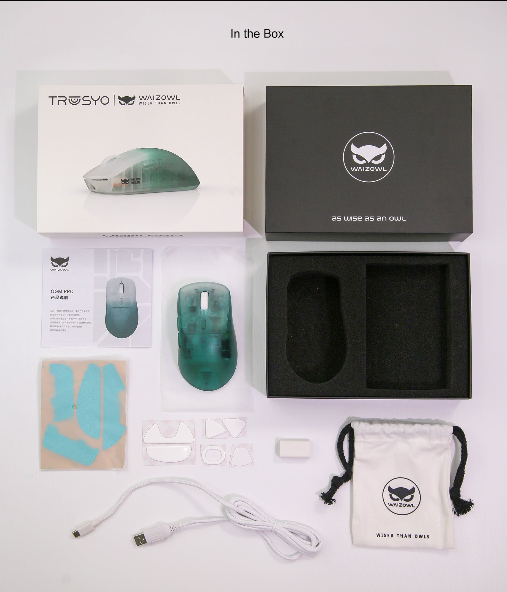 Waizowl OGM PRO Ink Feather Wireless Gaming Mouse - Lightweight Ergonomic Design, 16000 DPI, RGB Lighting for PC & Mac - Perfect for FPS, MOBA, and Office Use