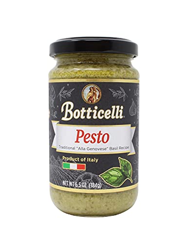 Botticelli Pesto Sauce 6.7oz - No Added Sugar, Keto Friendly, Gluten Free, Authentic Italian Basil Sauce - Perfect for Pasta, Pizza, Sandwiches & Low Carb Recipes