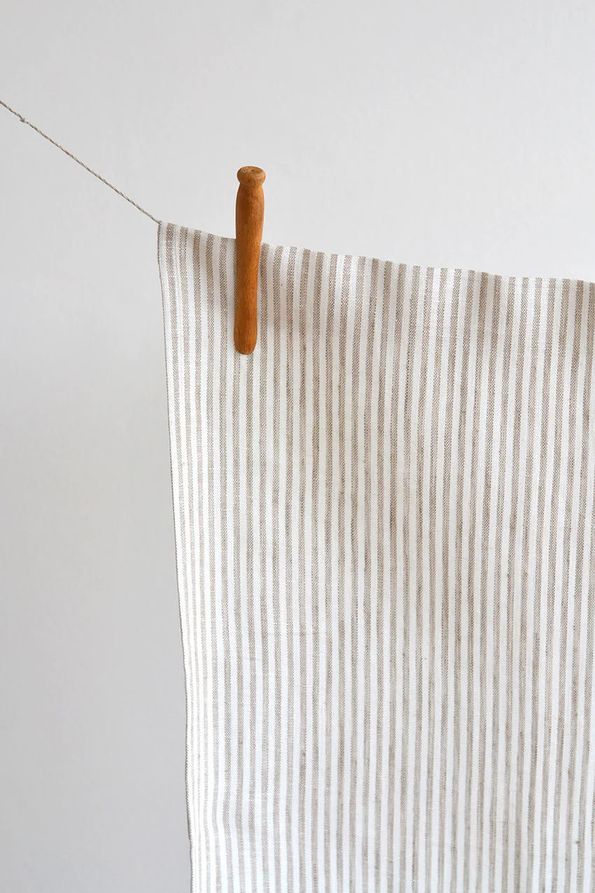 Premium Austin Stripe Linen Tea Towels Set of 2 - 100% Natural Absorbent Dish Towels for Kitchen, Drying Dishes & Decorative Use