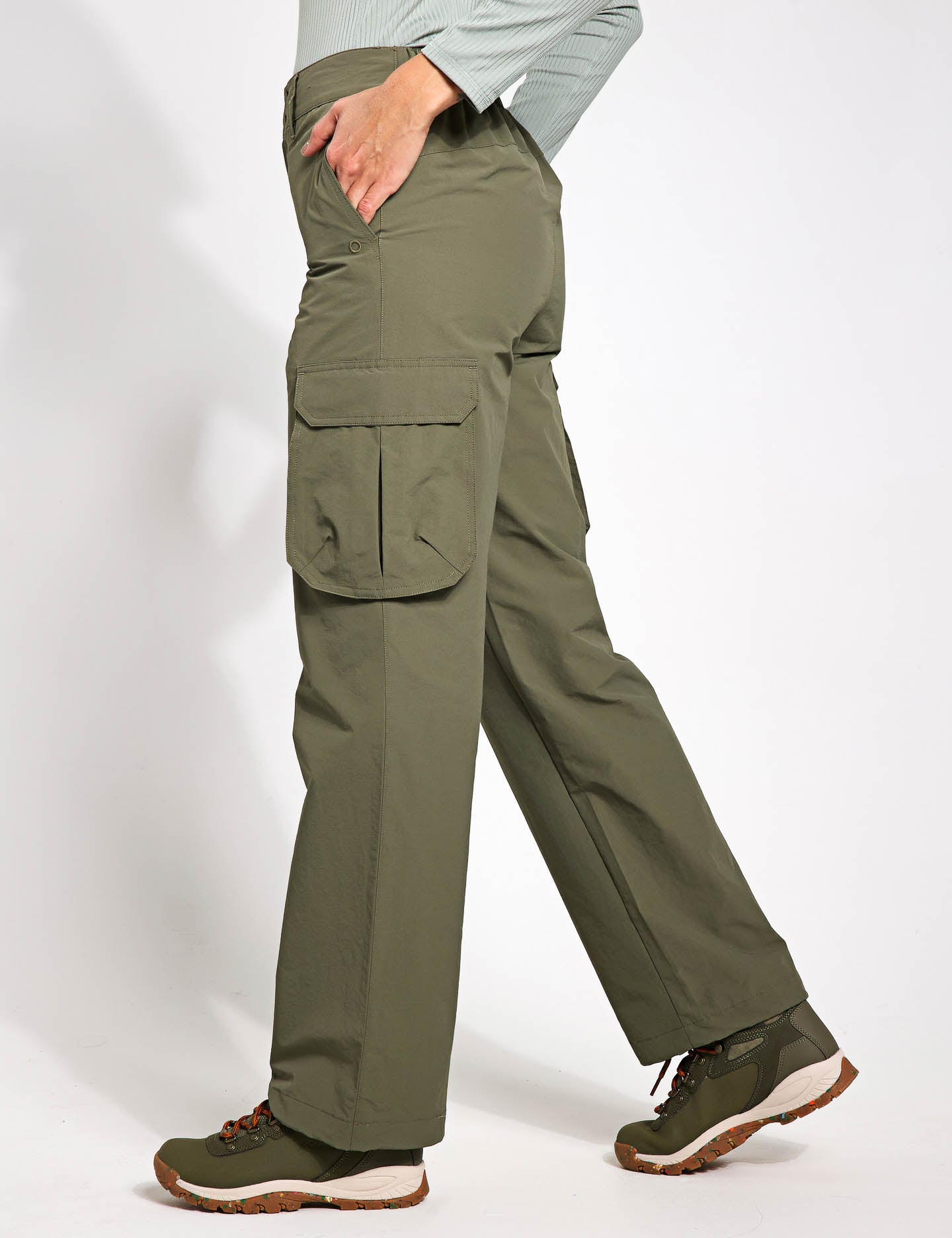 Stormwear Cargo Wide Leg Pants for Women - Dark Khaki Casual Trousers | High Waisted Comfortable Work Pants for Outdoor, Travel & Everyday Wear
