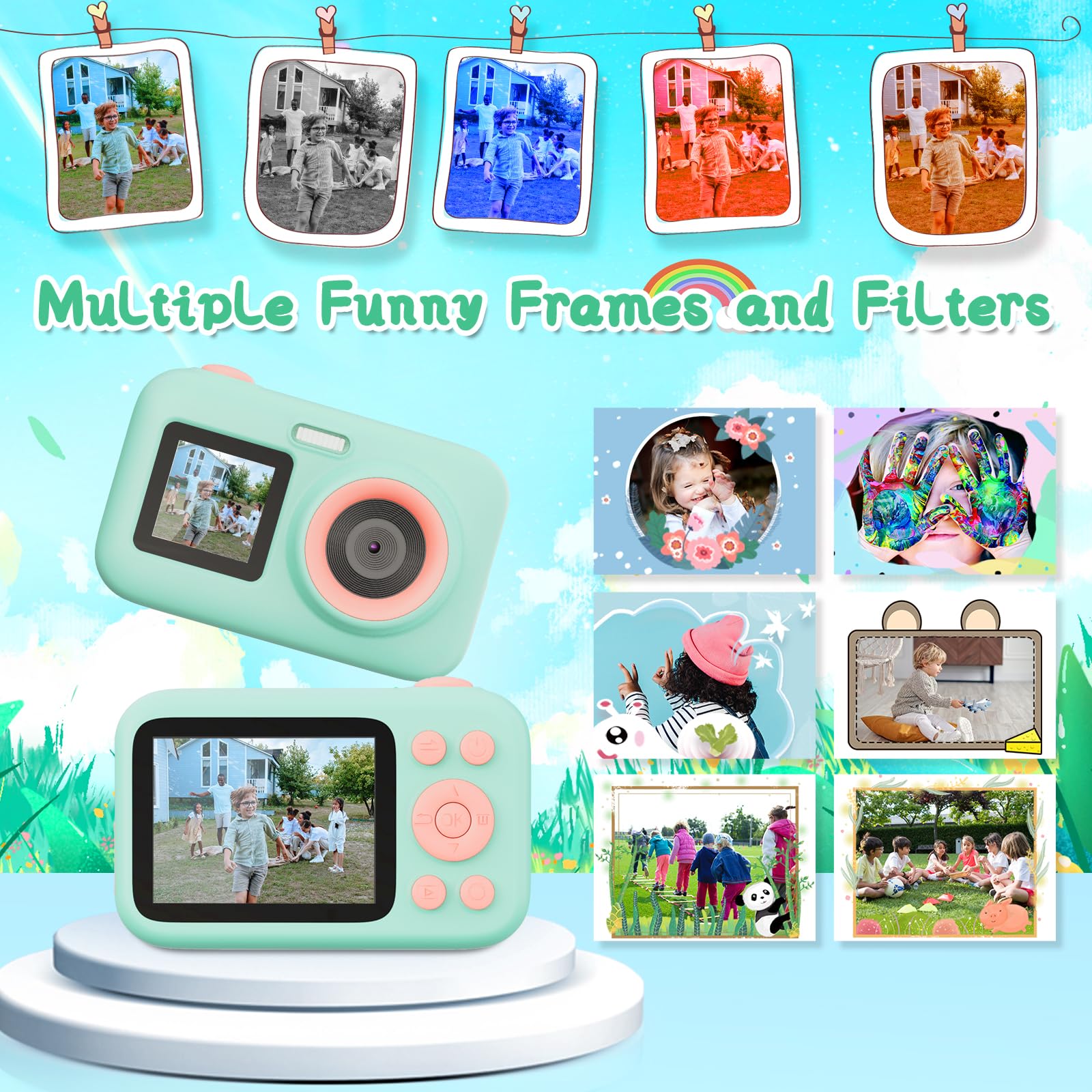 SJCAM Kids Camera with Dual Screen - 1080P HD 44MP Digital Video Camera for Children Ages 3-10, Perfect Christmas & Birthday Gift for Boys & Girls - Portable Toy Camera for Toddlers (Great for Travel, Parties & Outdoor Adventures)