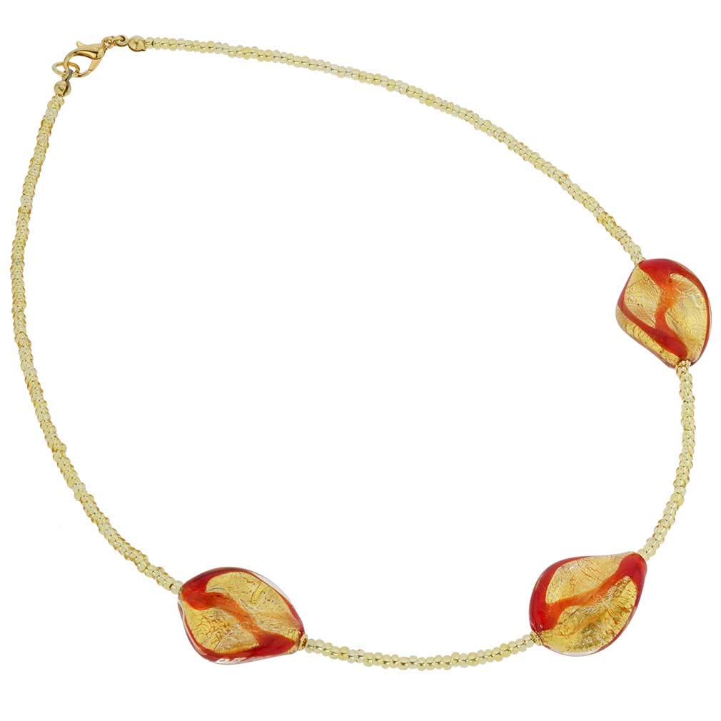 Venetian Murano Glass Royal Red Spiral Necklace - Handmade Italian Jewelry for Women, Elegant Gift for Weddings & Special Occasions
