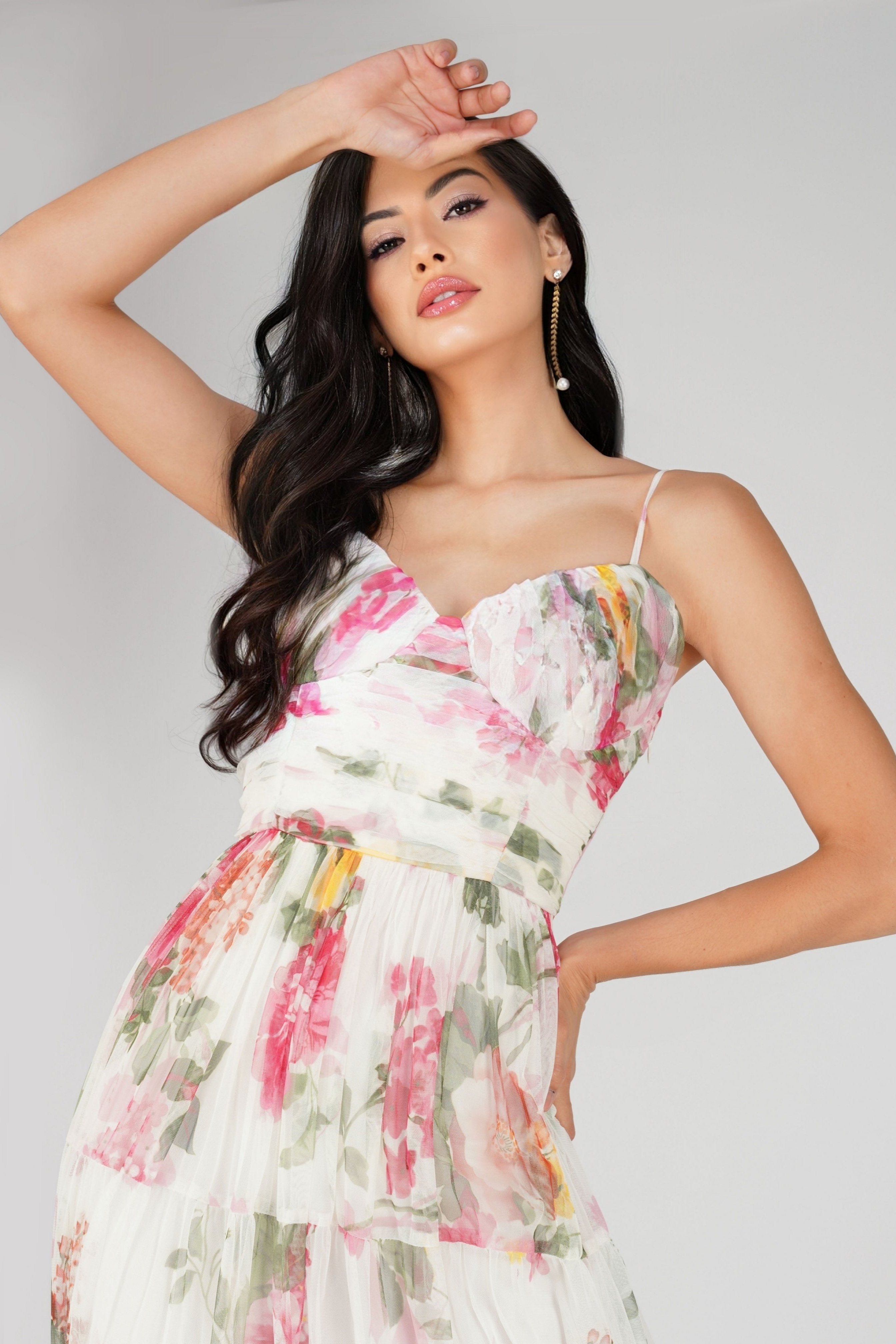 Elegant Thea Tulle Floral Maxi Dress for Women - Boho Wedding Guest Dress, Summer Beach Party Gown, Romantic Garden Party Outfit
