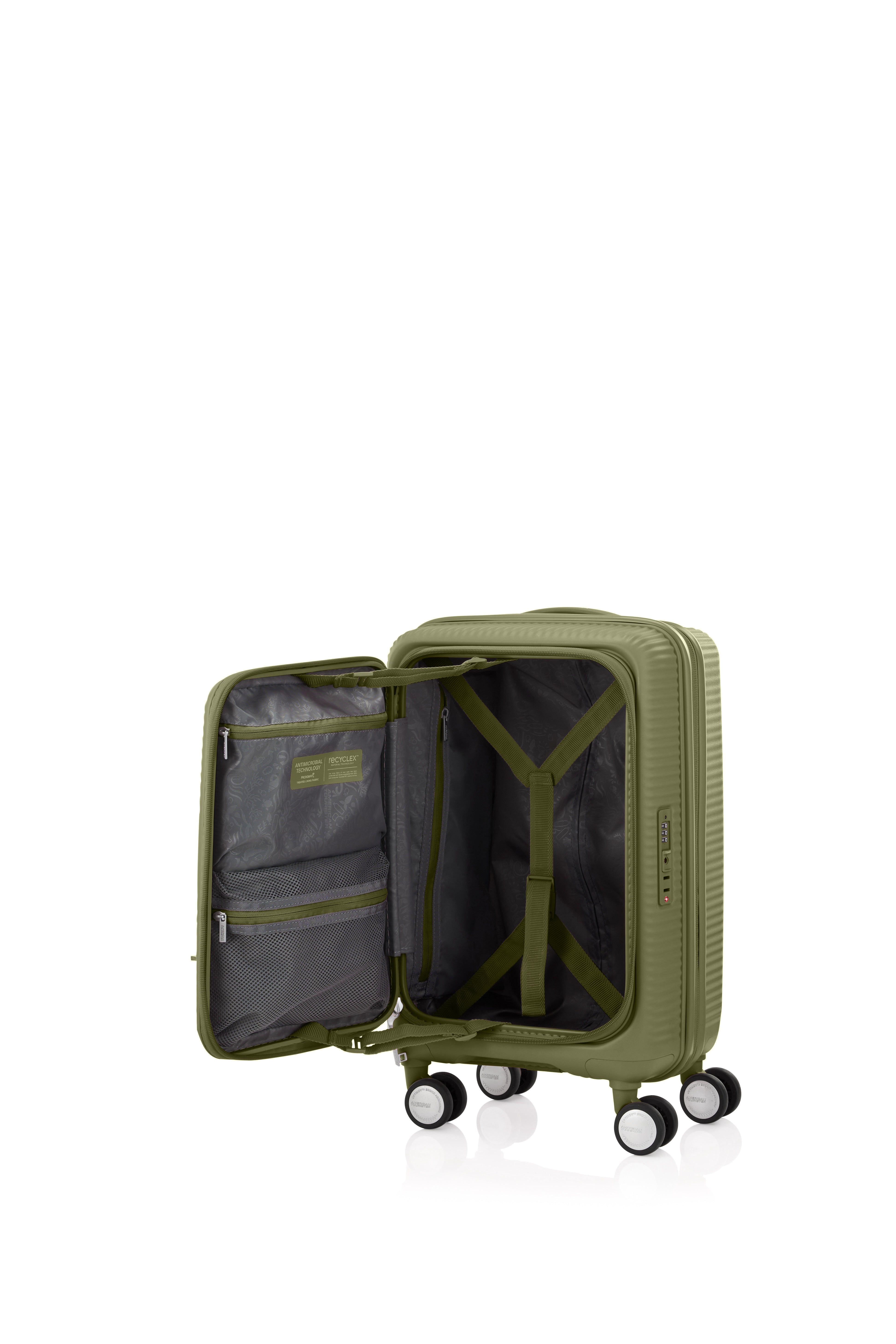 American Tourister Curio 55cm Book Opening Luggage - Khaki | Perfect for Business Trips & Weekend Getaways
