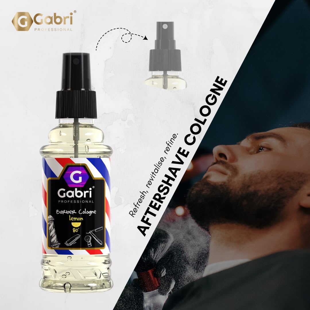 Gabri Professional Barber Cologne for Men - Turkish Aftershave Cologne Spray, 150ml (No7 Lemon Scent) | Refreshing Post-Shave & Daily Fragrance for Grooming & Special Occasions