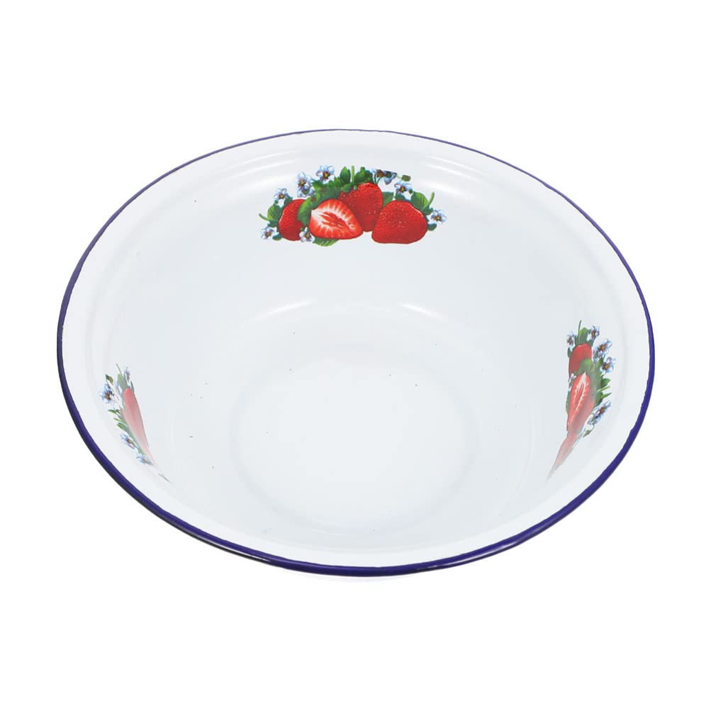 Hemoton Enamel Bowl - Multipurpose Camping & Kitchen Use for Fruits, Soup, Salad