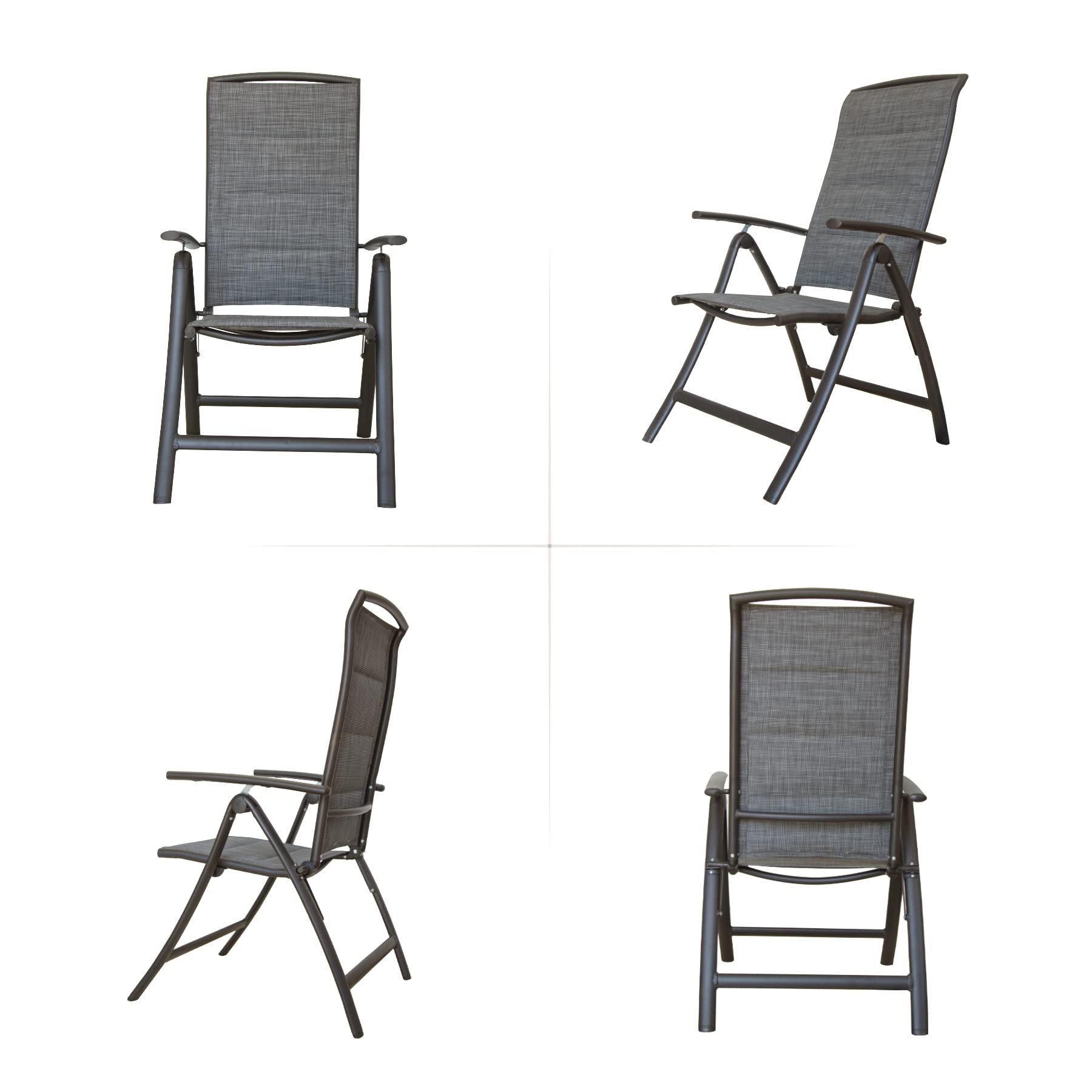 Domi 2-Pack Folding Patio Chairs - Adjustable Reclining Aluminum Frame Lawn Chairs with High Backrest, Double-Layered Textilene Fabric for Outdoor, Porch, Balcony, Garden - Perfect for Relaxing, Sunbathing, and Outdoor Dining