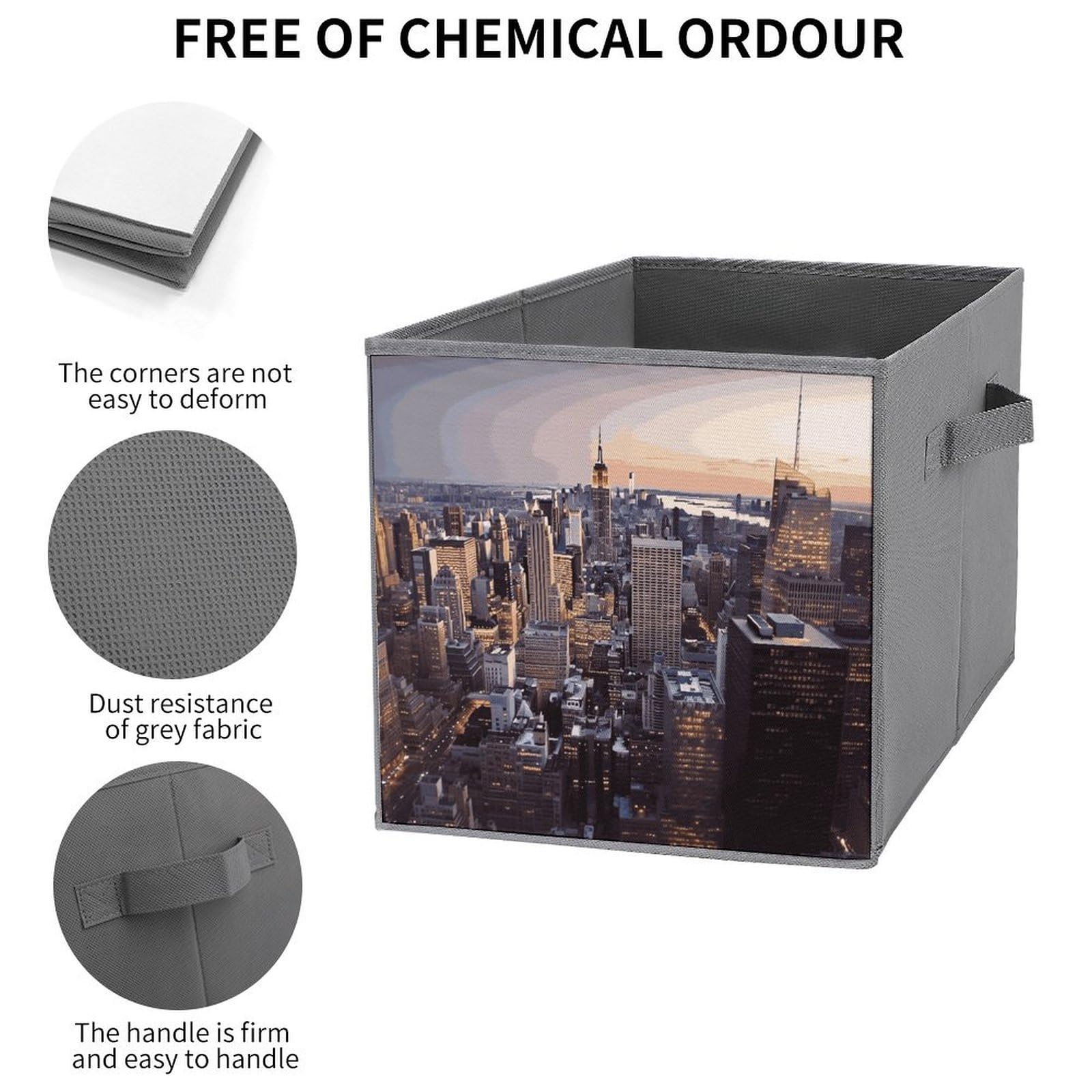 6-Piece Collapsible Storage Bins with Handles - NYC Themed Printed Foldable Organizer Boxes for Home, Office & Closet | Space-Saving Shelving Baskets for Household Organization & Decluttering