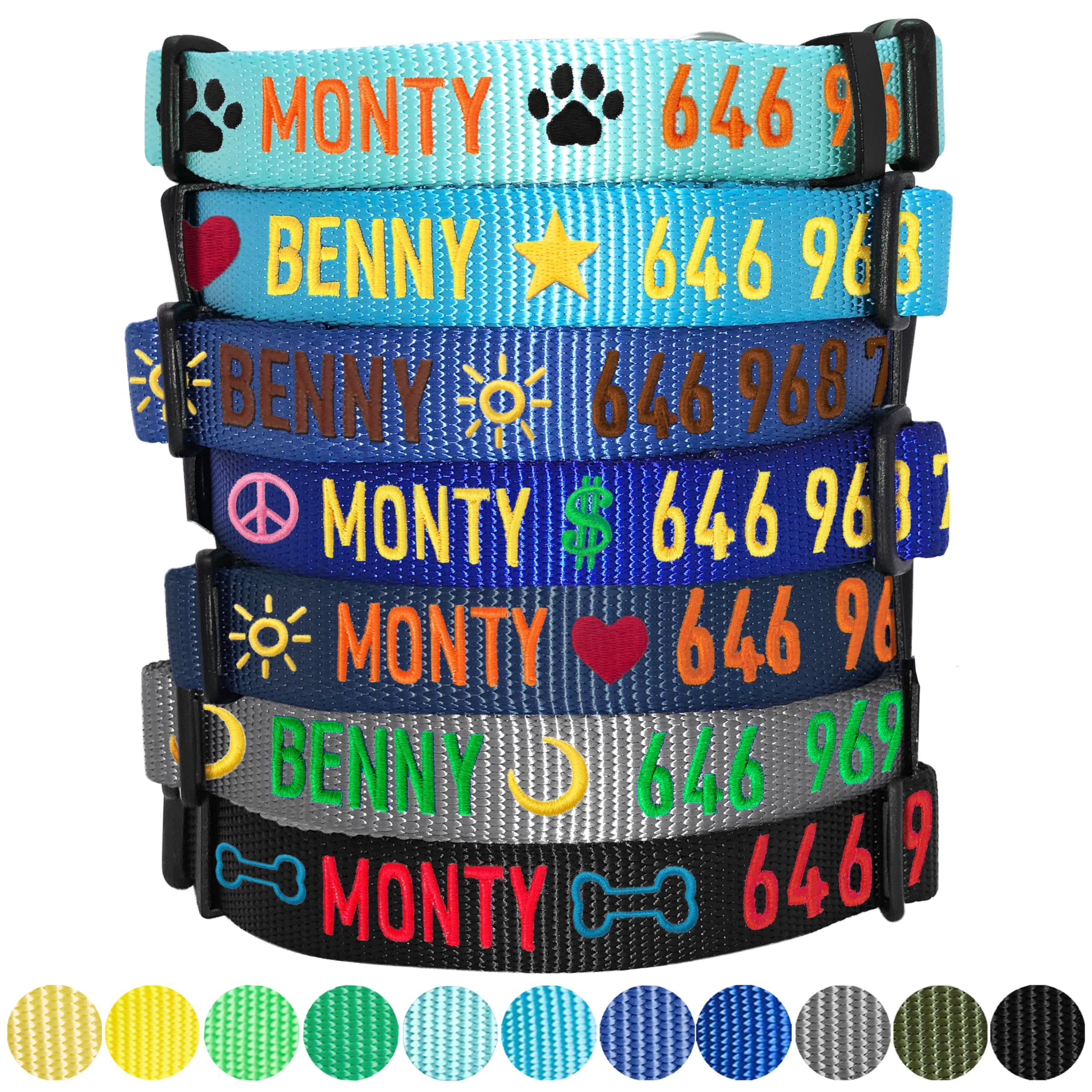 Personalized Dog Collars for Small Dogs - Adjustable Pet Collar with Custom Embroidered Name & Phone Number | Mint Blue Collar for Puppies & Small Breeds | Perfect for Walks, Training & ID Safety