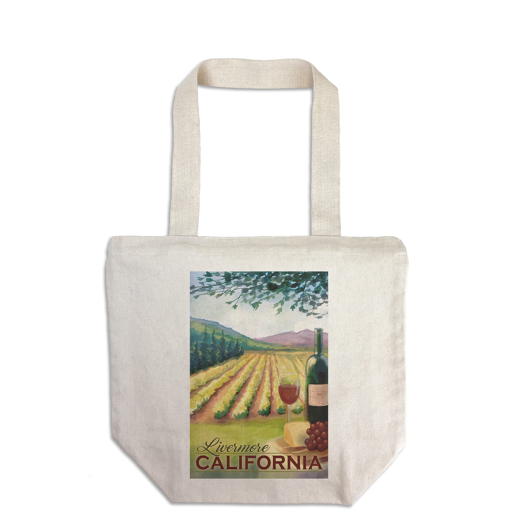 Lantern Press Livermore California Wine Vineyard Tote Bag - 100% Cotton Canvas Reusable Shopping Bag for Groceries, Beach, Farmers Market & Wine Tasting