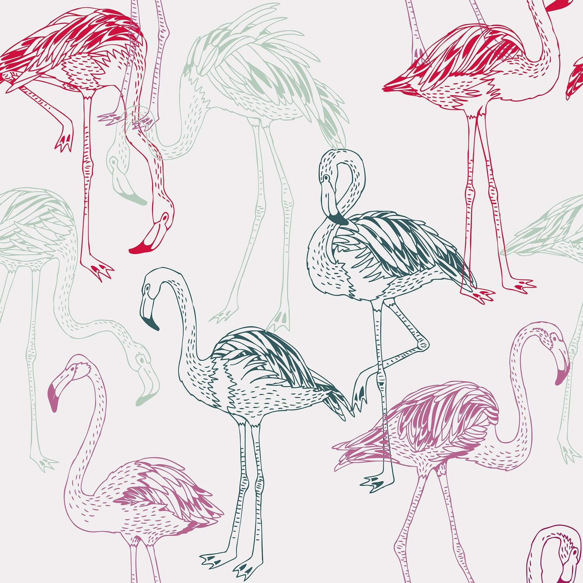 Red and Purple Bird Animal Peel and Stick Removable Wallpaper 0143 - Self-Adhesive Decorative Wall Covering for Nursery, Bedroom, or Living Room Decor