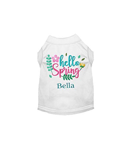 Personalized Hello Spring Dog Shirt - Cute Spring-Themed Dog Clothes for Small & Large Breeds - Perfect for Easter, Garden Walks & Spring Photoshoots