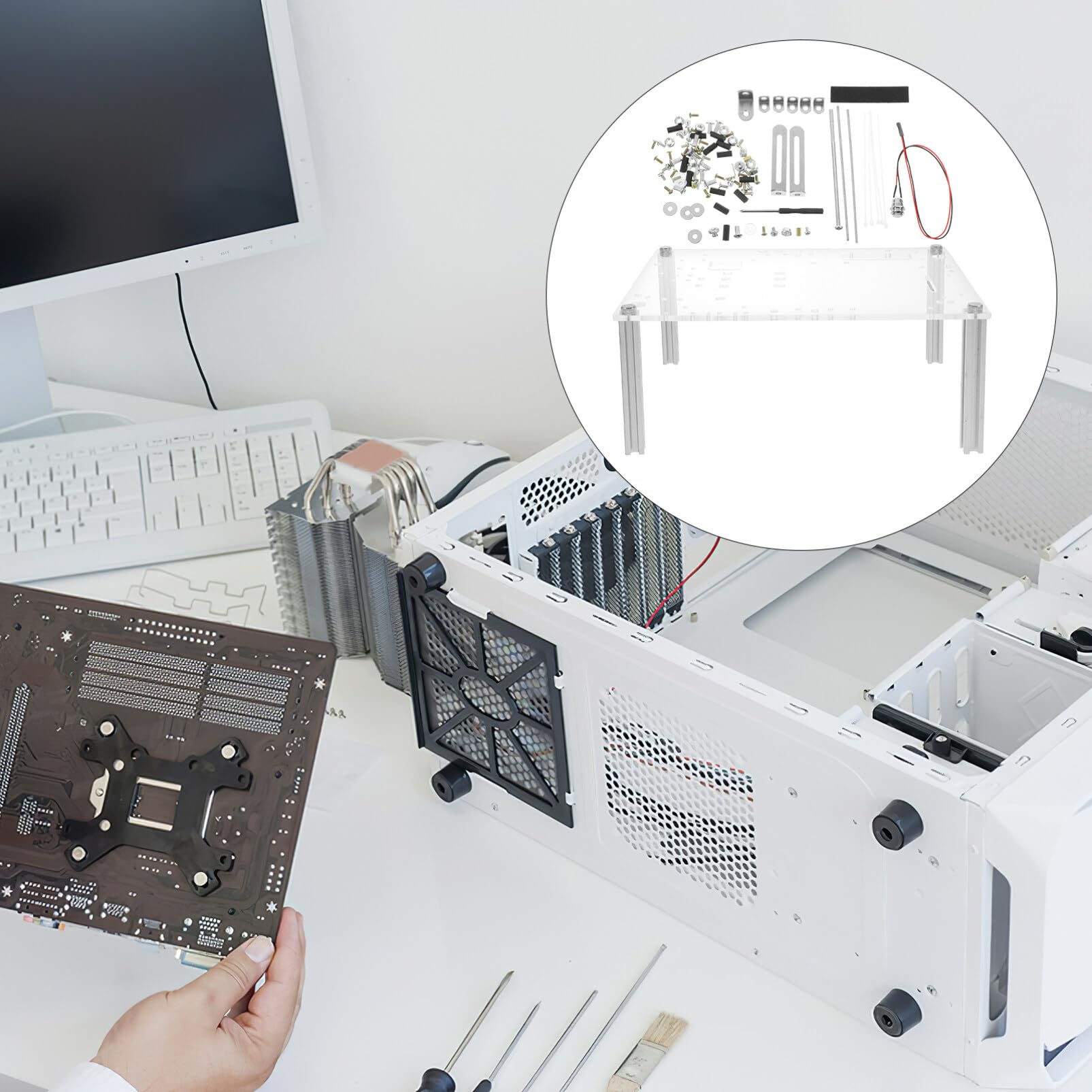 OSALADI Open Air Computer Case Frame - Motherboard Rack & Graphics Card Holder for DIY PC Builds | Durable Iron Chassis Bracket | Perfect for Gaming Rigs, Mining Rigs, and Desktop PC Showcases