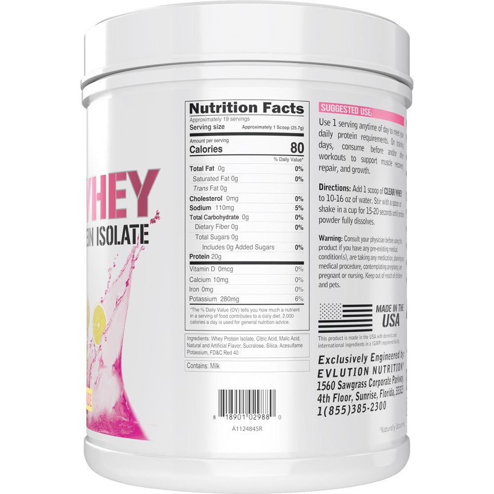 EVLUTION NUTRITION ClearWhey Protein Powder - Premium Hydrolyzed Whey Isolate for Muscle Recovery & Growth - Best for Post-Workout, Weight Loss & Fitness Enthusiasts