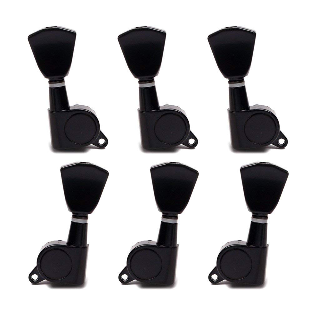 Premium Acoustic Guitar Tuners - Set of 6 (3 Left & 3 Right) High-Quality Tuning Pegs Machine Heads for Guitar String Replacement - Black - Perfect for Guitar Maintenance & DIY Repairs