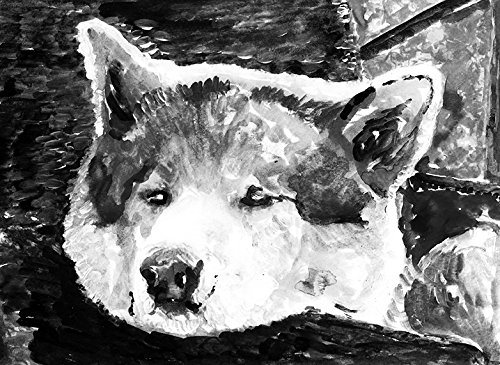 Black and White Akita Inu Dog Wall Art Painting - Minimalist Japanese Dog Decor for Pet Lovers - Perfect Gift for Akita Owners - Home, Office & Living Room Decor
