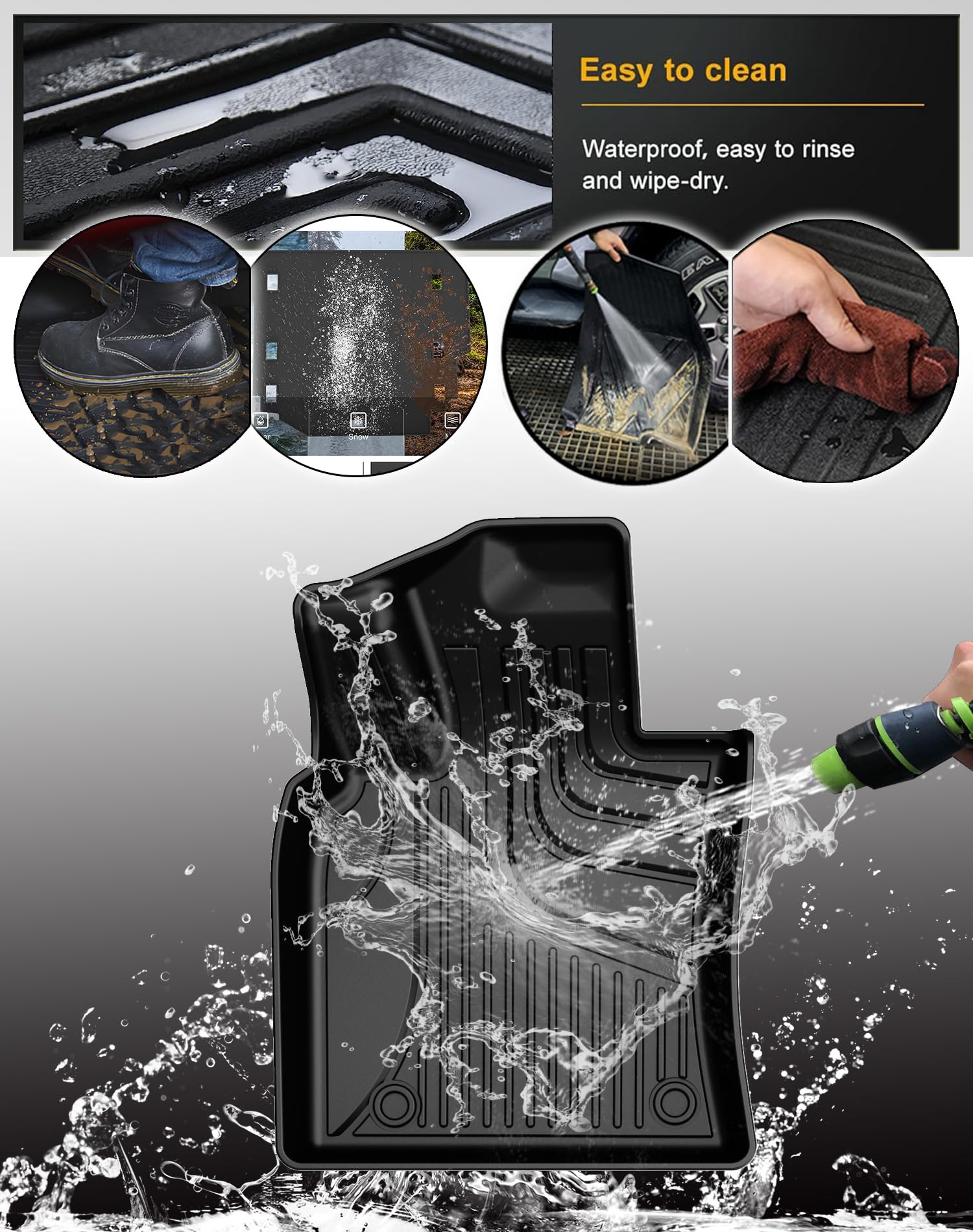 Premium Custom Fit TPE All-Weather Floor Mats for 2018-2024 Toyota Camry FWD (Excludes Hybrid & AWD Models) - 1st & 2nd Row Durable Car Floor Liners - Perfect for Road Trips, Daily Commute & Winter Protection