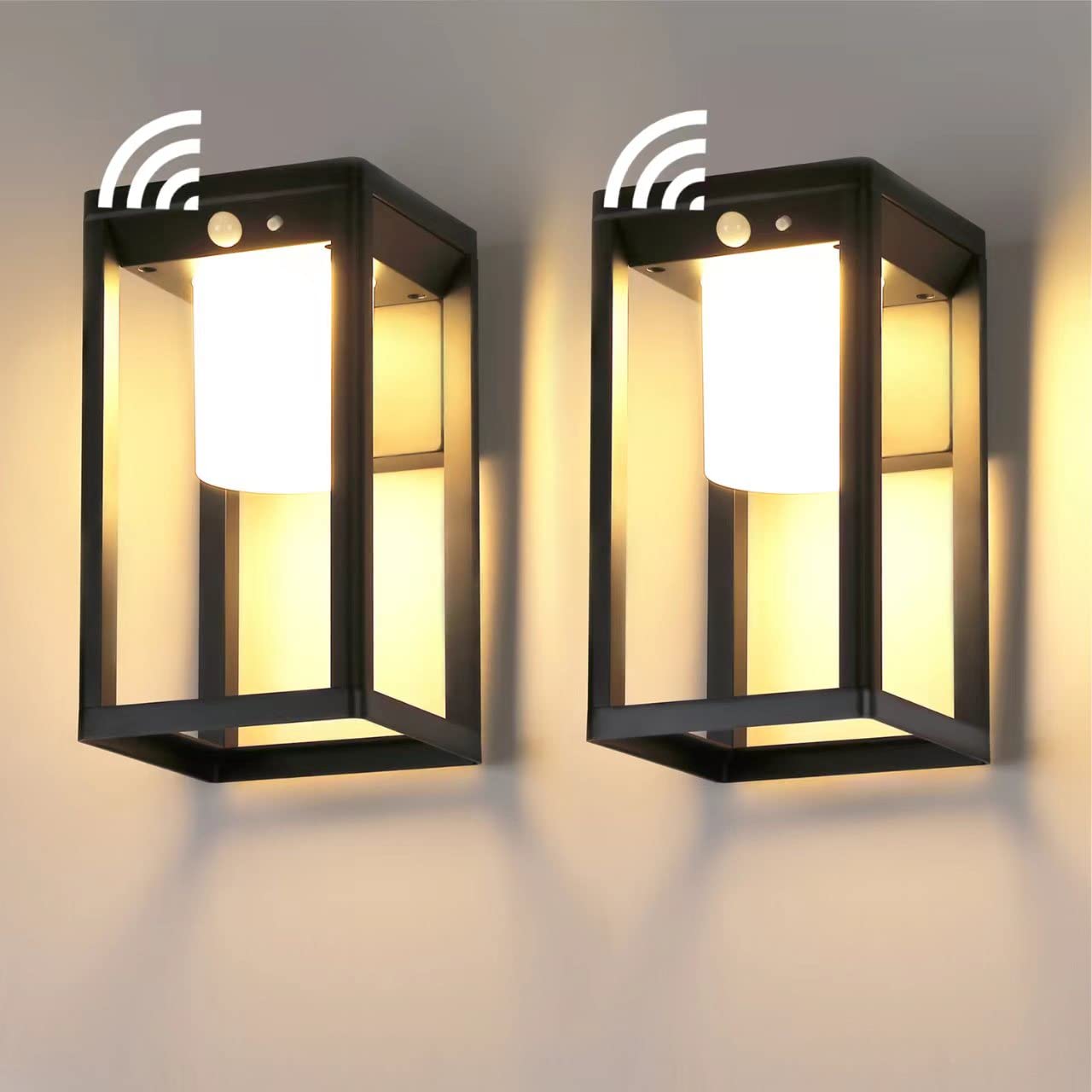 Solar Powered Outdoor Wall Lights with Motion Sensor - Waterproof Exterior Wall Sconce Fixtures for Patio, Garage, Entryway (2 Pack) | Perfect for Nighttime Security & Pathway Lighting