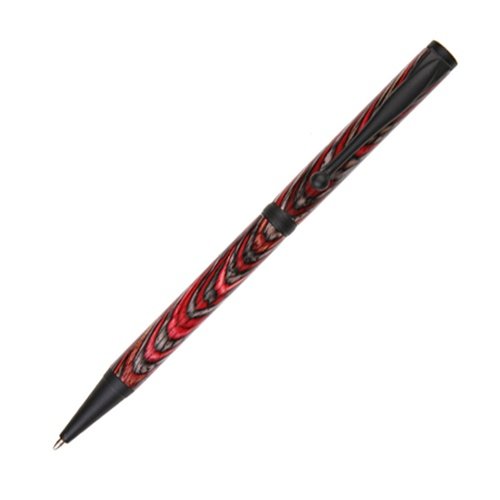 Lanier Pens Slimline Twist Pen - Black Enamel with Night Fire Color Grain - Elegant Writing Instrument for Office, Business Gifts & Everyday Use