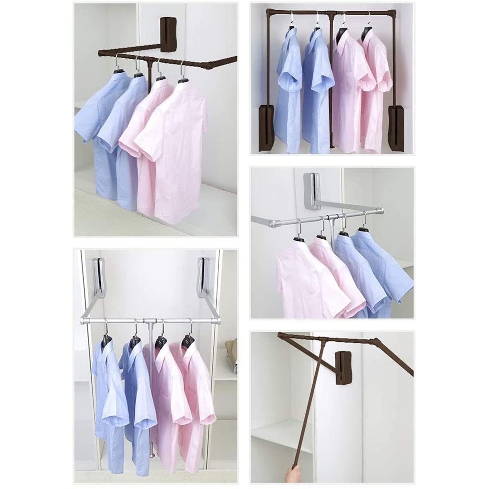 Adjustable Pull Down Closet Rod Rail - Space Saving Wall Mounted Wardrobe Organizer System for Clothes Hanging Storage | Perfect for Dorm Rooms, Small Closets & Apartment Organization (Size: [Specify Size])