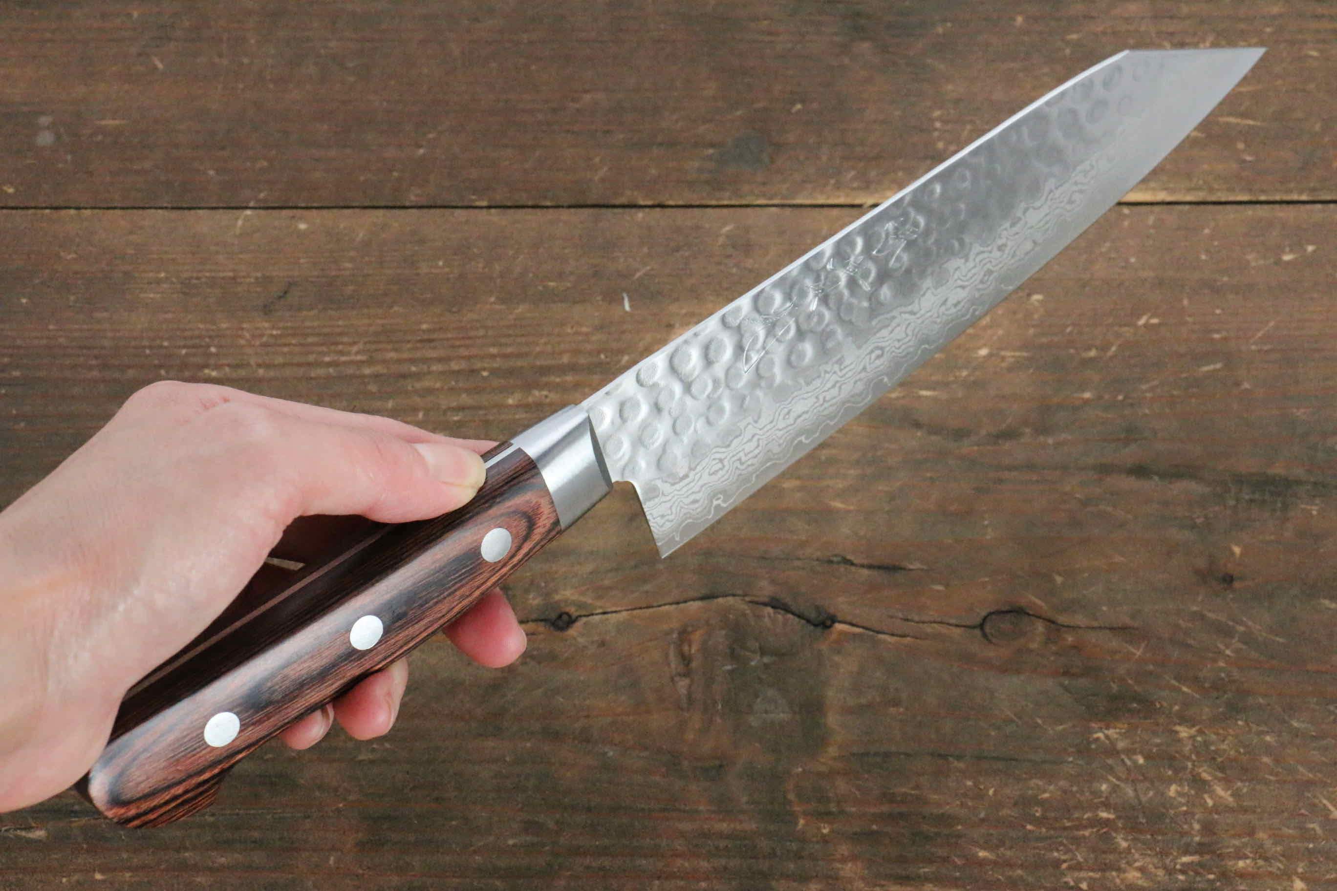 Premium Jikko VG10 17-Layer Kiritsuke Santoku Knife 170mm - Japanese Damascus Steel with Mahogany Handle - Perfect for Sushi, Vegetables & Meat Slicing