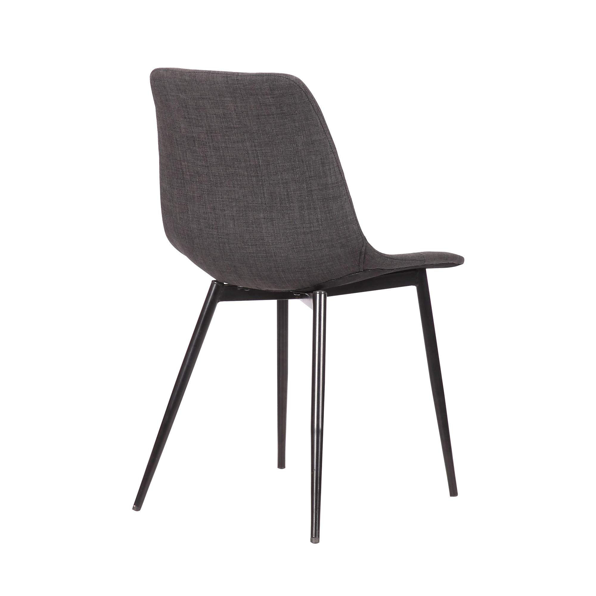 Armen Living Monte Mid Century Modern Dining Chair - Charcoal Gray Fabric Upholstery with Black Metal Legs - Perfect for Kitchen, Dining Table, Home Office Desk & Vanity Areas