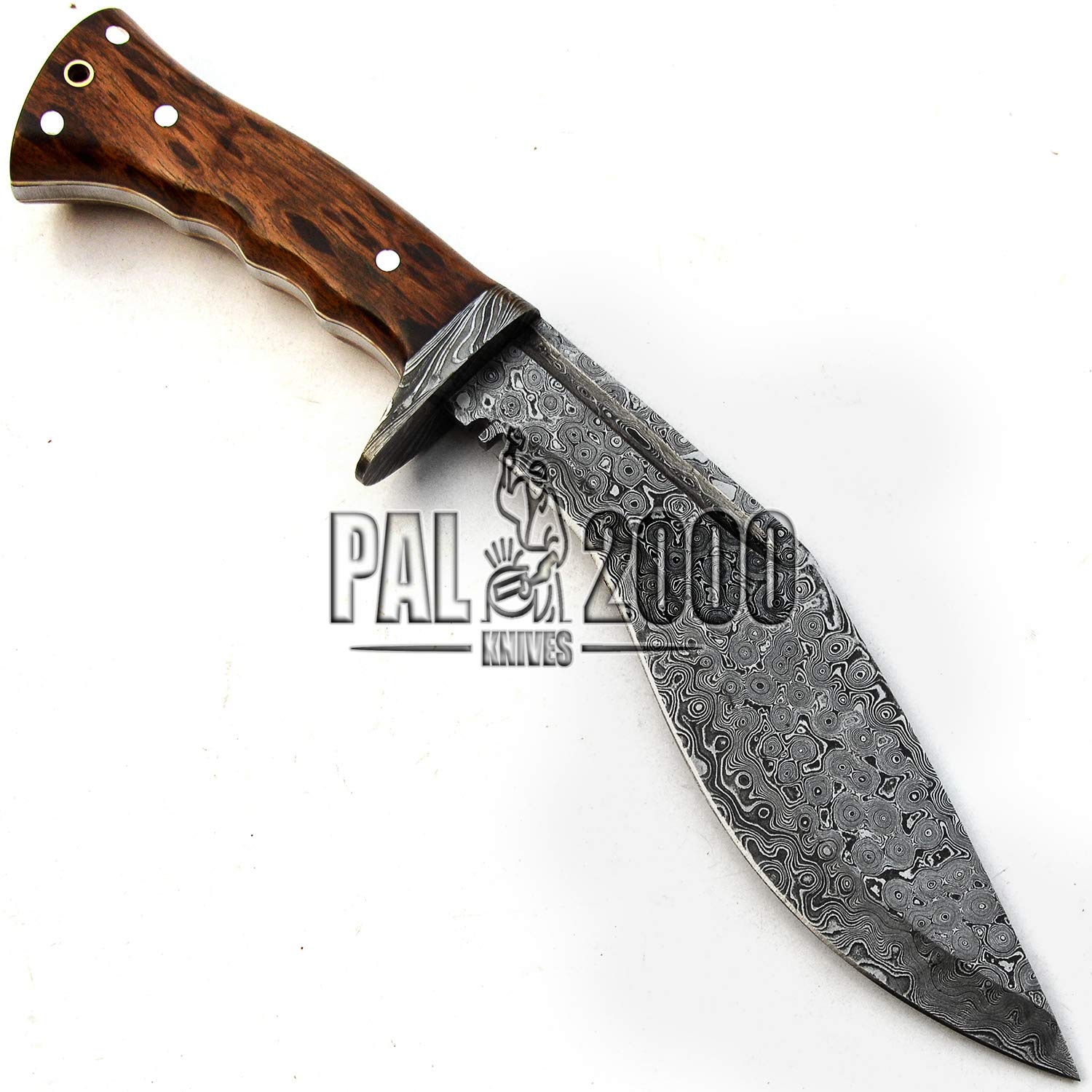 Handmade Damascus Steel 12 Inch Kukri Knife with Leather Sheath - Razor Sharp Tactical Survival Blade for Outdoor Camping, Hunting & Bushcraft - PAL 2000 Series 9675