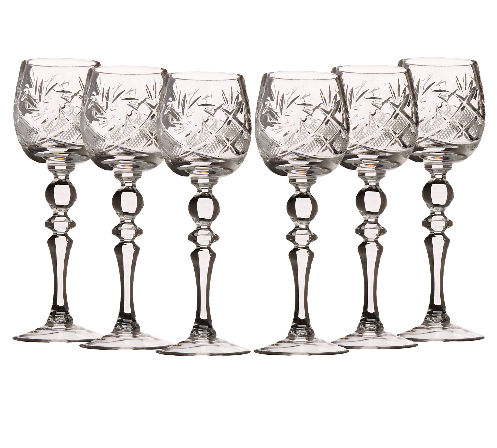Vintage Russian Crystal 7-Piece Vodka Set - 16oz Decanter with 6 Shot Glasses, Elegant Old-Fashioned Glassware for Home Bar, Parties & Gifts (7565)